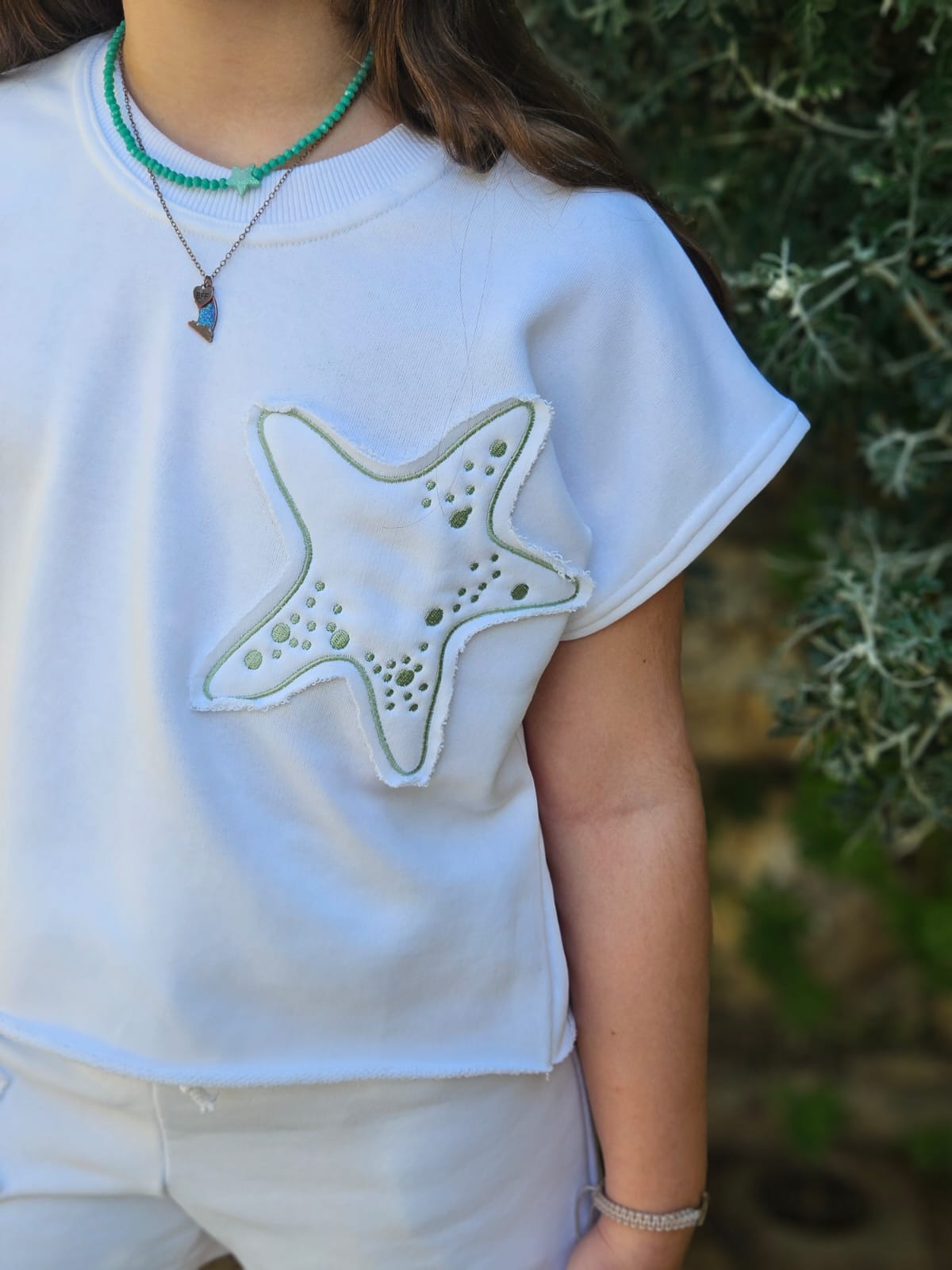 Star Fish Embroidered Tracksuit SET - Girls