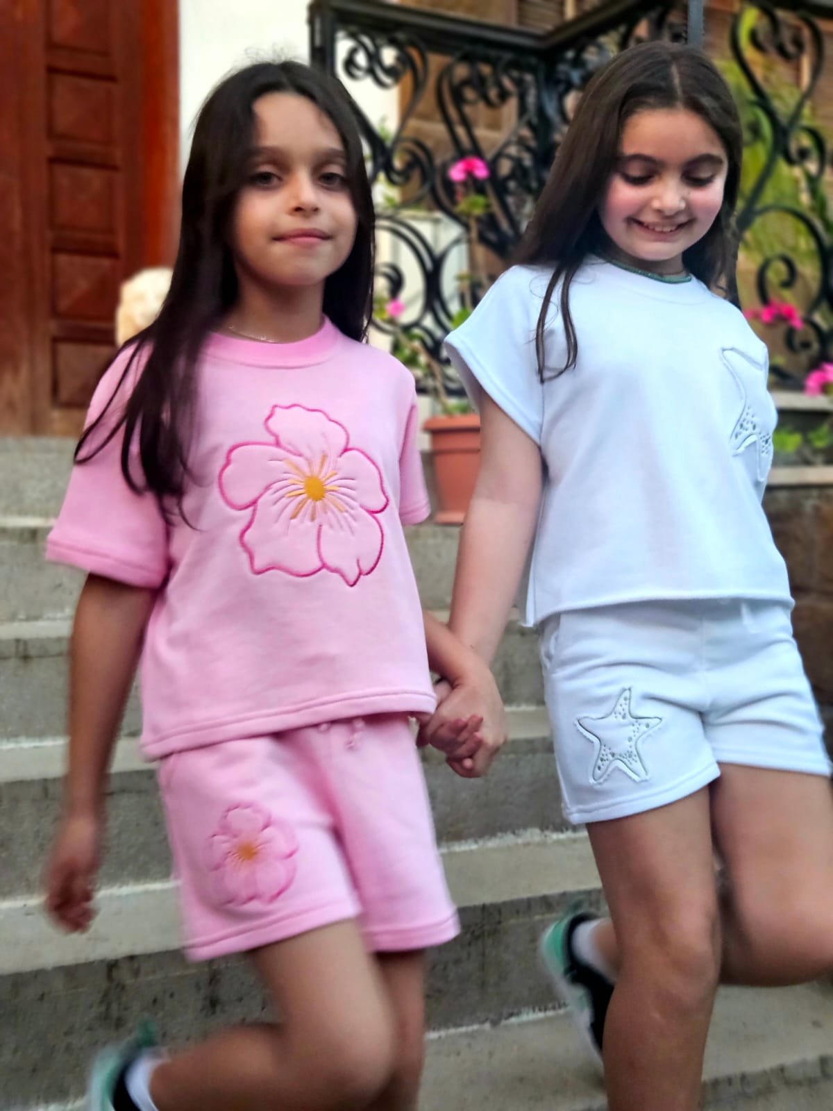 Flower Embroidered Tracksuit SET - Girls