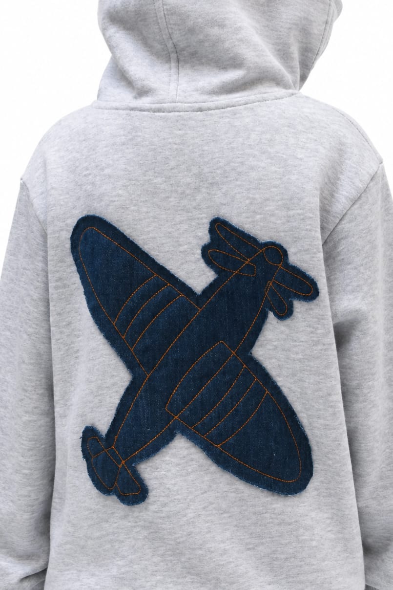 Hooded Denim Jacket For Boys - Grey