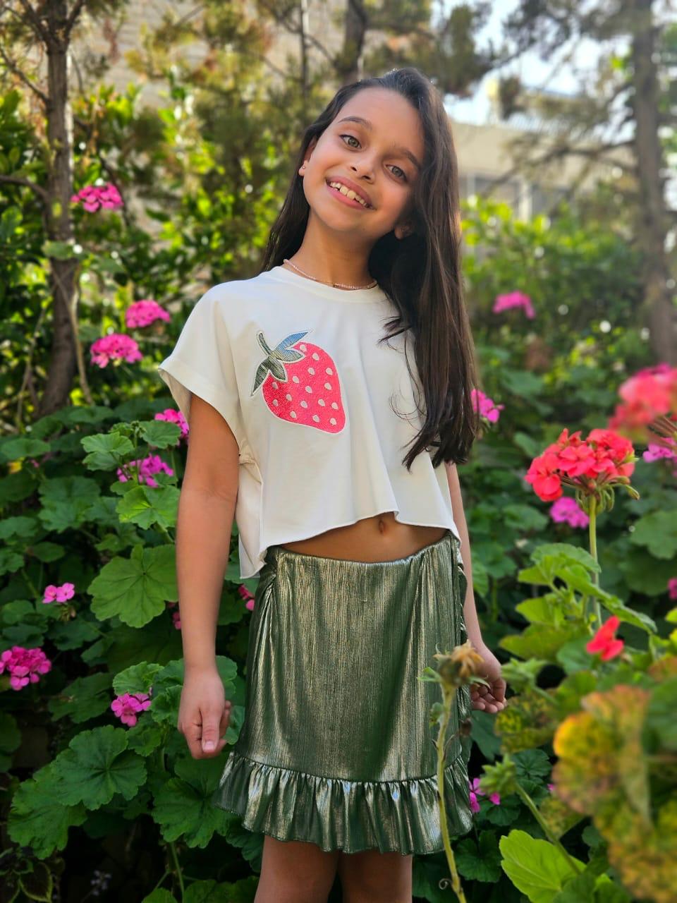 Strawberry Embroidered Top - Girls