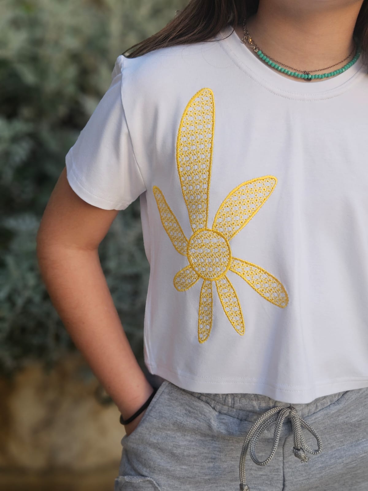 Sunflower Embroidered Top - Girls