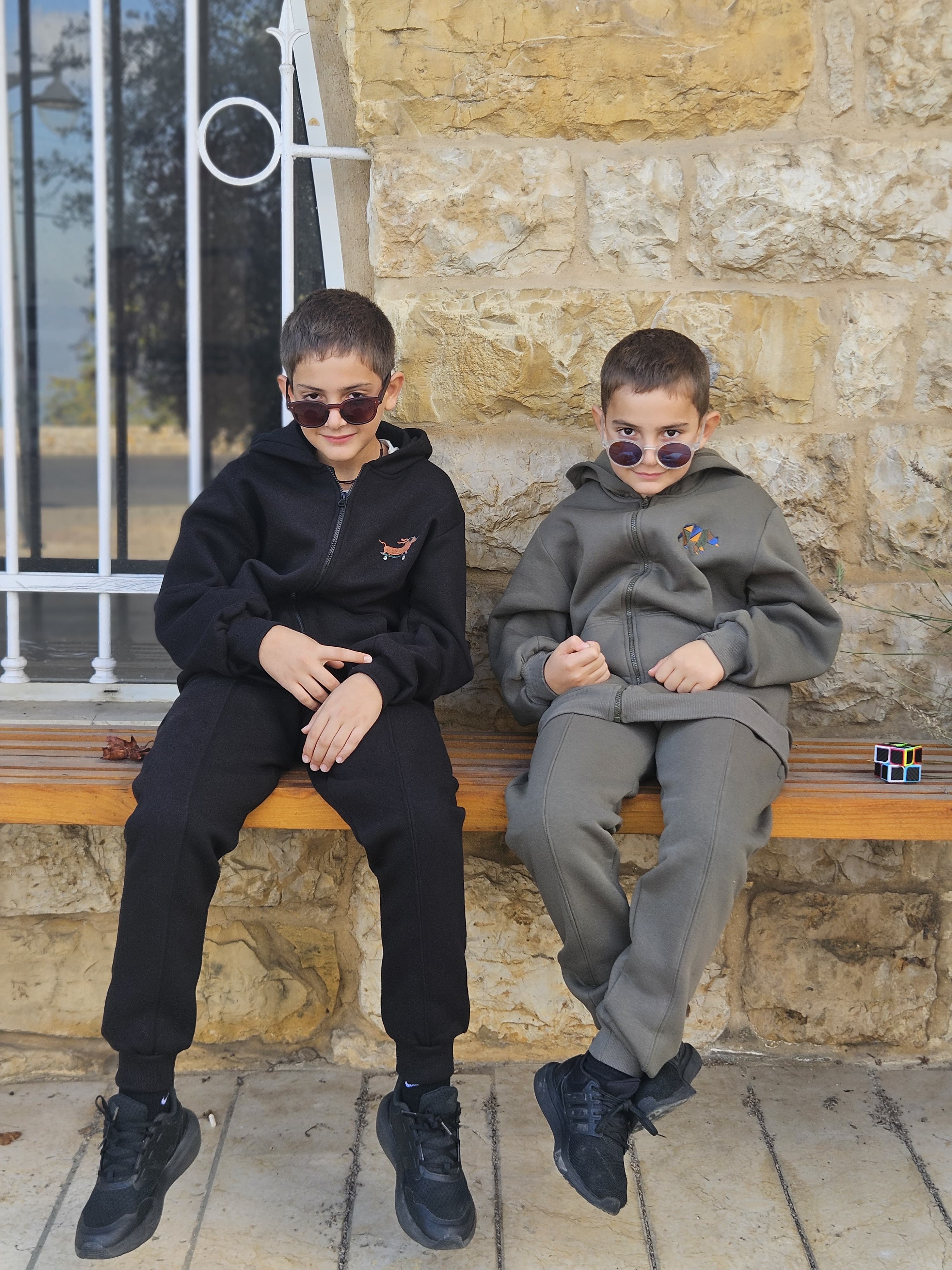 Bear Embroidered Fleece Jacket with Hoodie