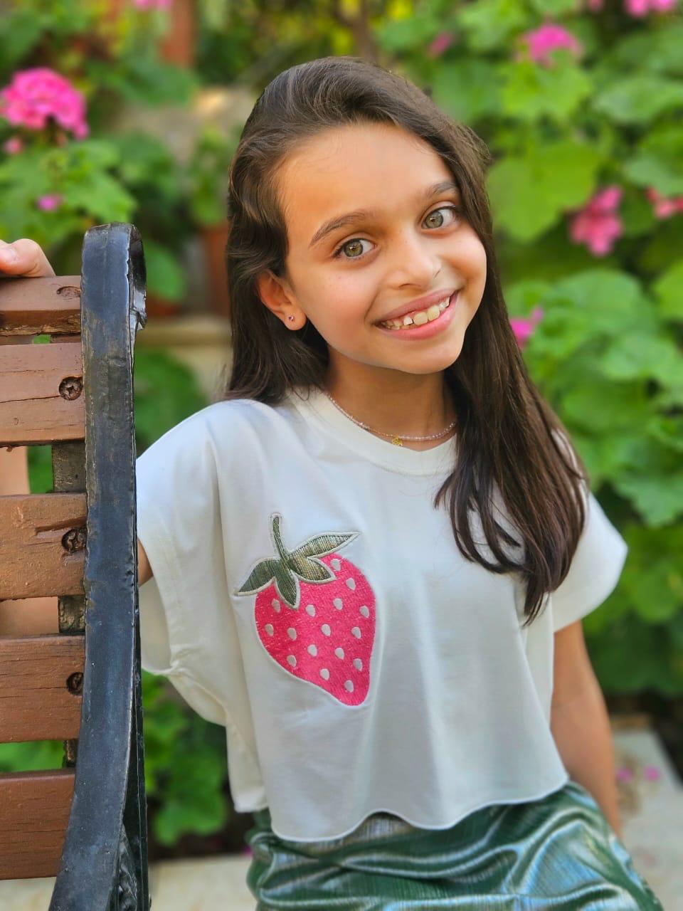 Strawberry Embroidered Top - Girls