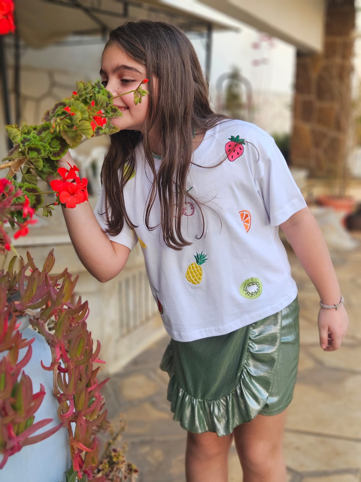 Fruits Embroidered Top - Girls