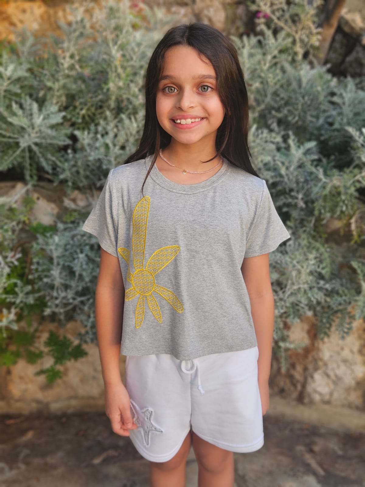 Sunflower Embroidered Top - Girls