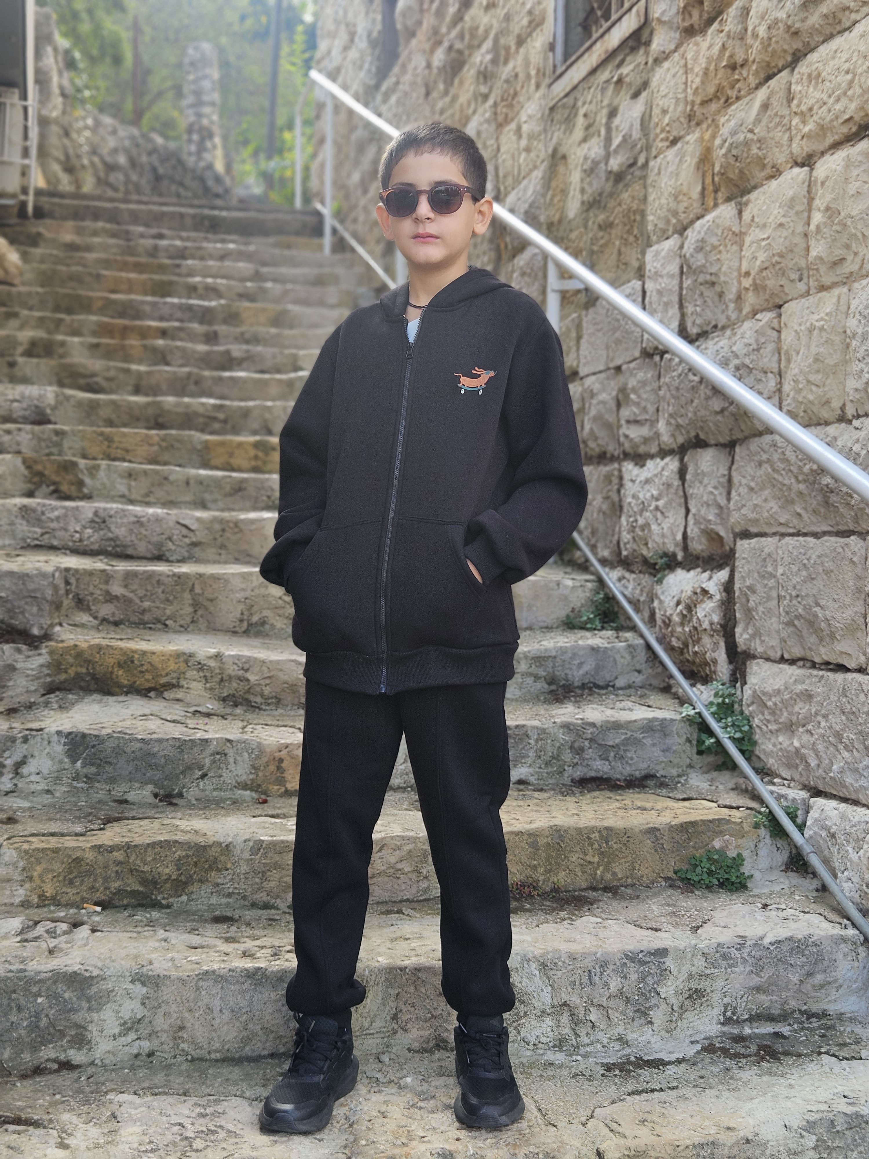 Dog Embroidered Fleece Jacket with Hoodie