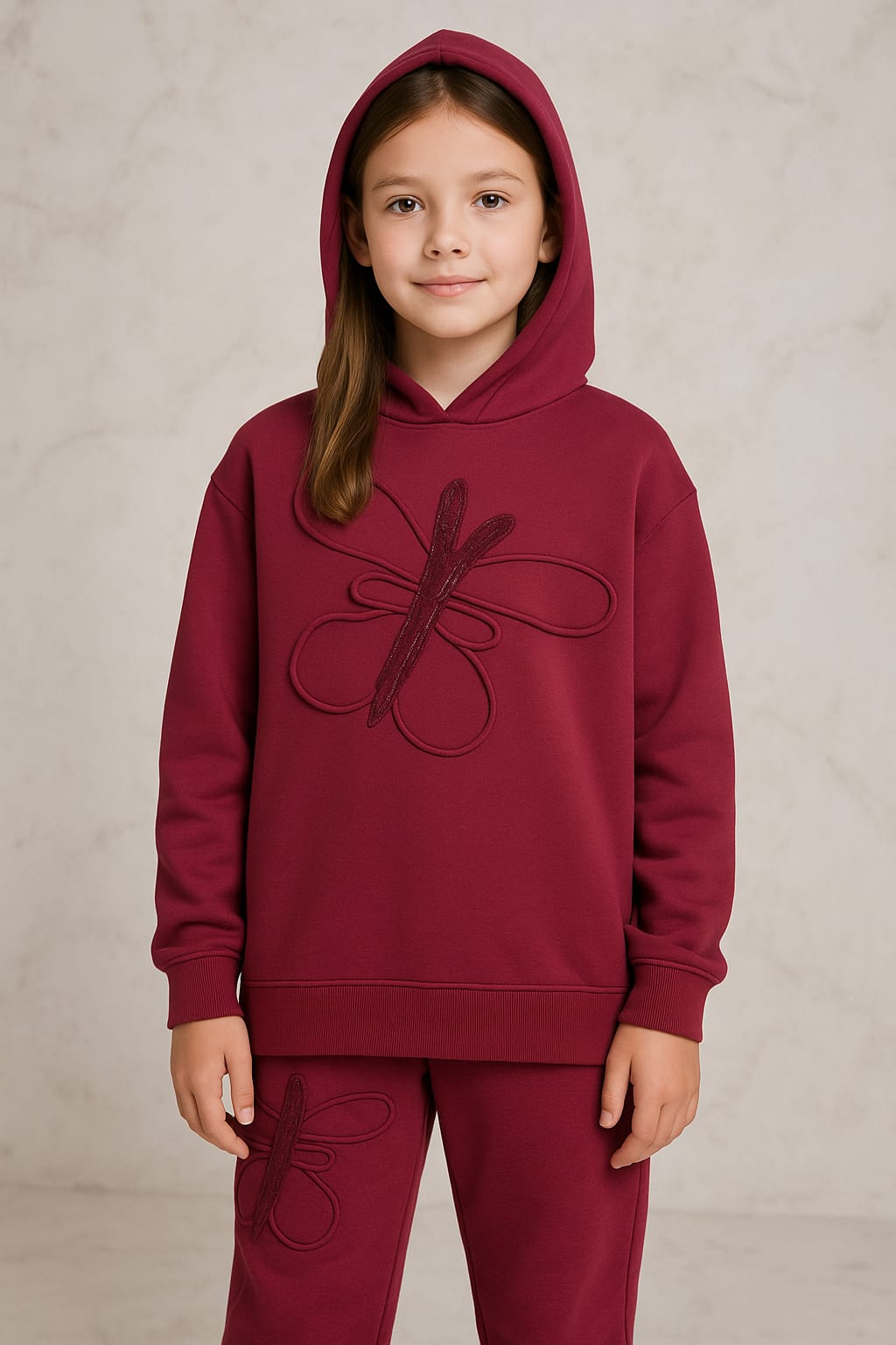 Butterfly Embroidered Fleece Hoodie