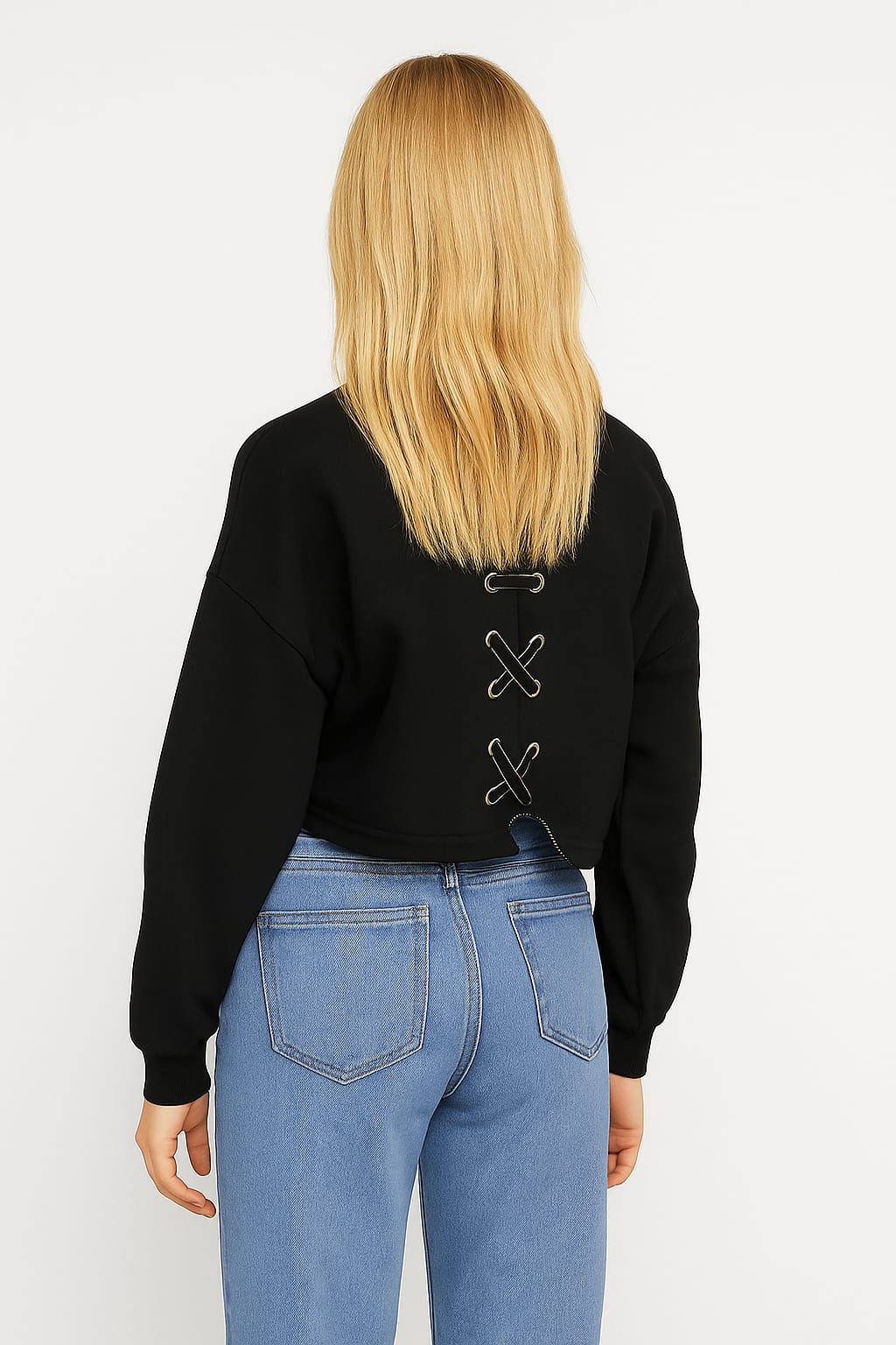Velvet Bow Knot Sweatshirt with Studs