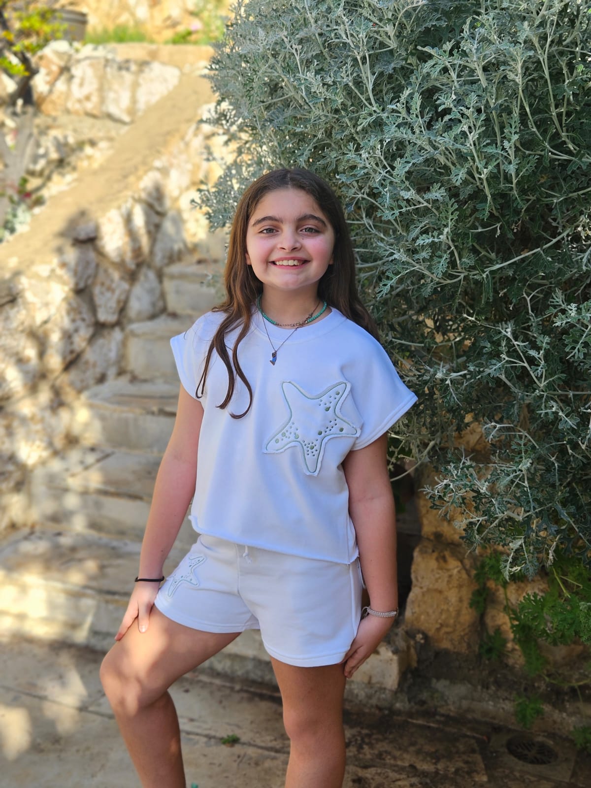 Star Fish Embroidered Tracksuit SET - Girls