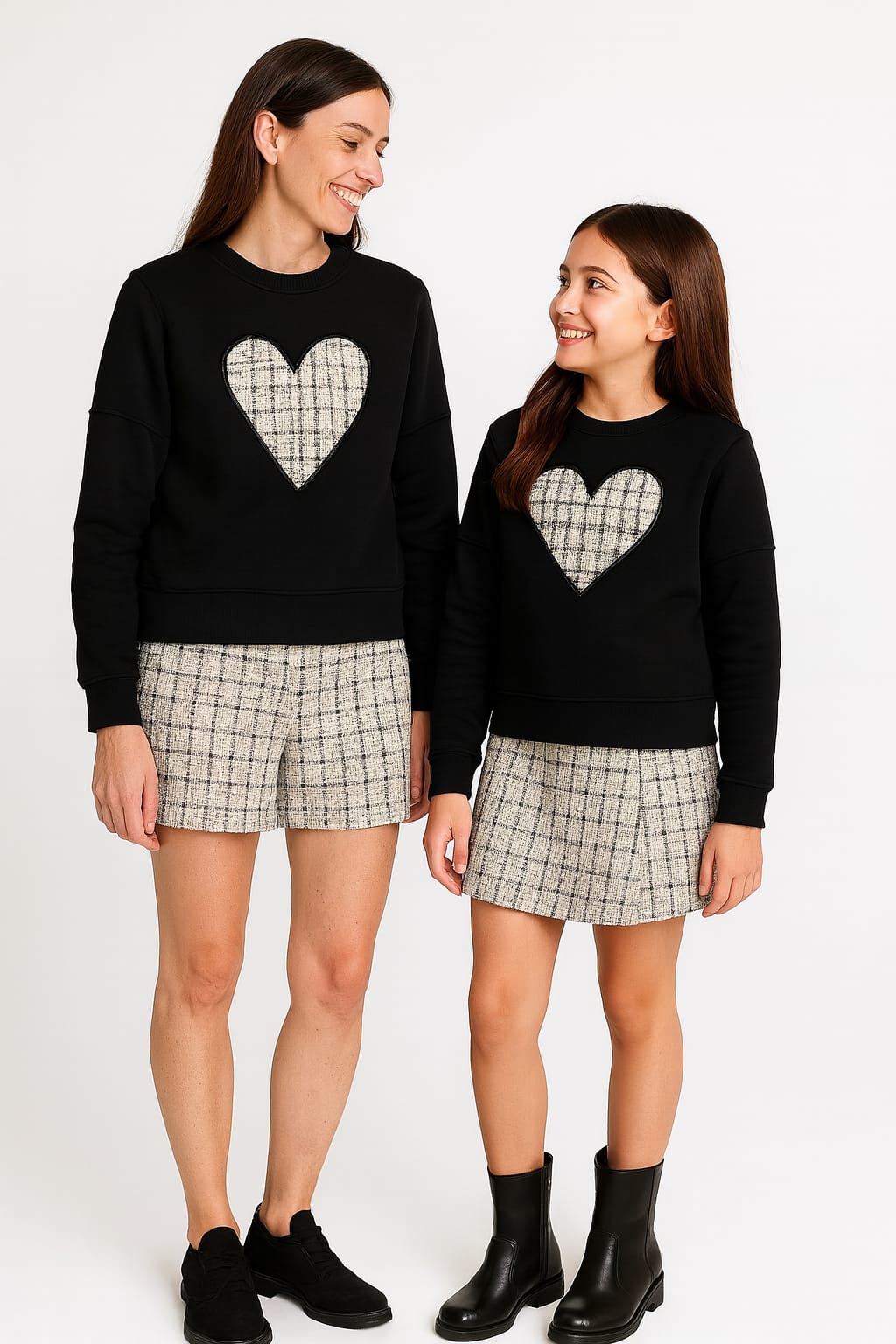 Heart Embroidered Sweatshirt with Nonfinished Sleeves