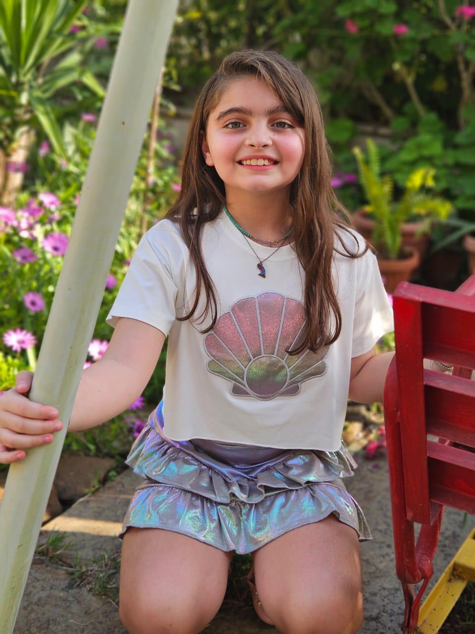 Seashell Embroidered Top - Girls