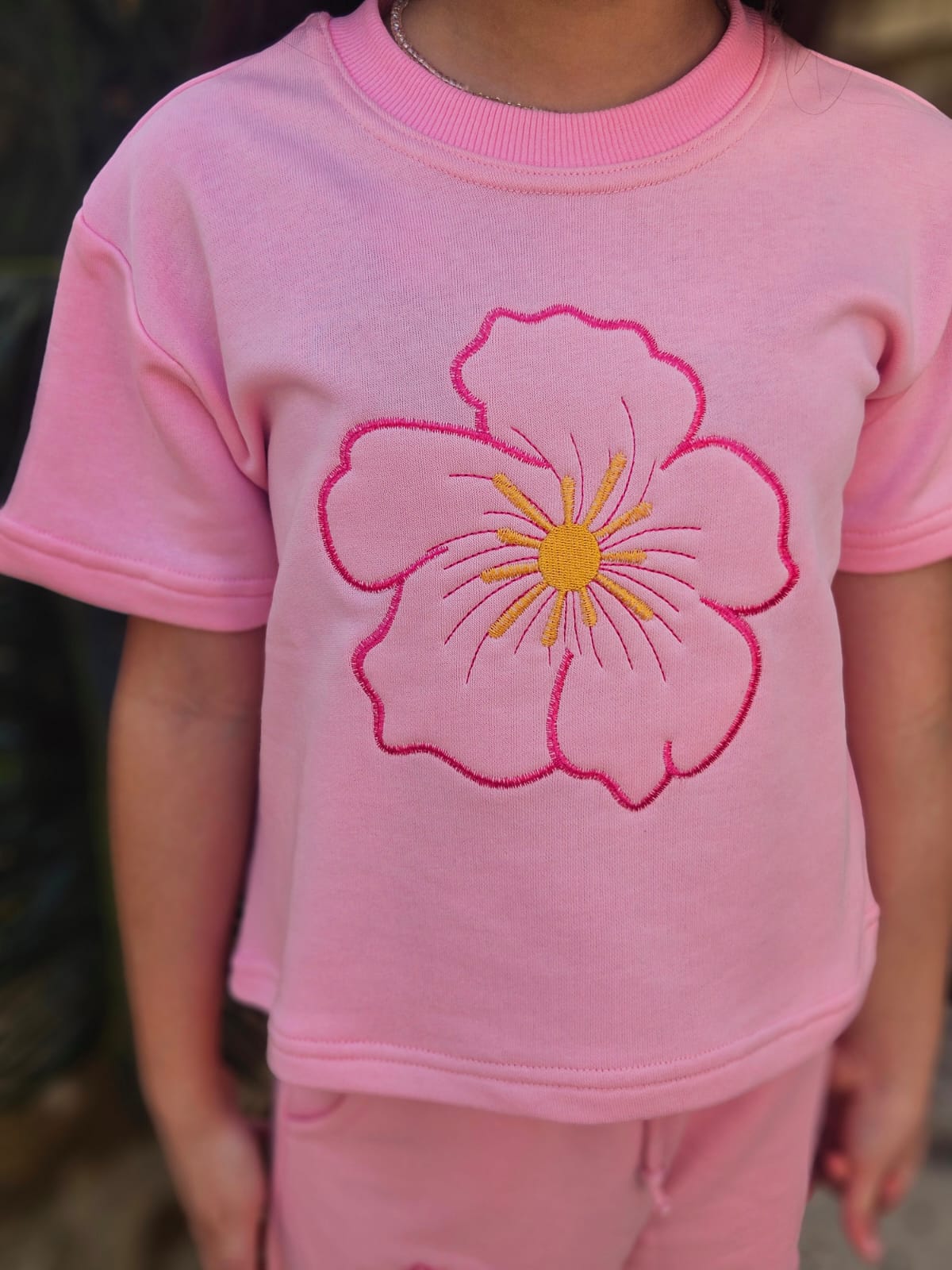 Flower Embroidered Tracksuit SET - Girls