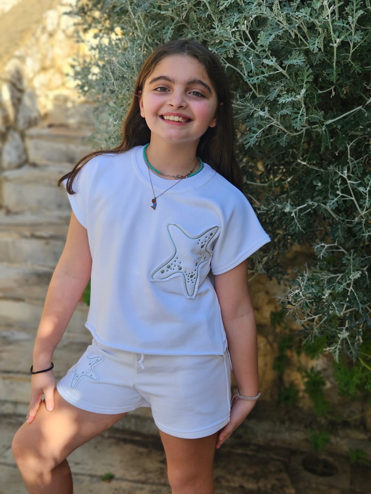 Star Fish Embroidered Tracksuit SET - Girls