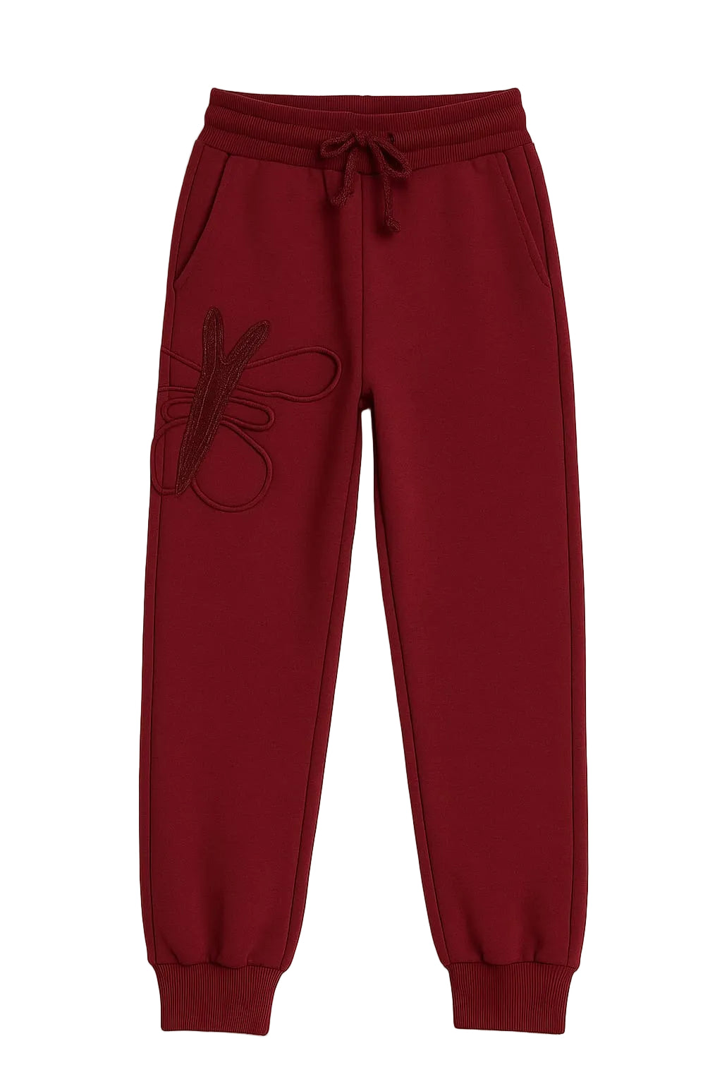 Butterfly Embroidered Fleece Sweat Pant