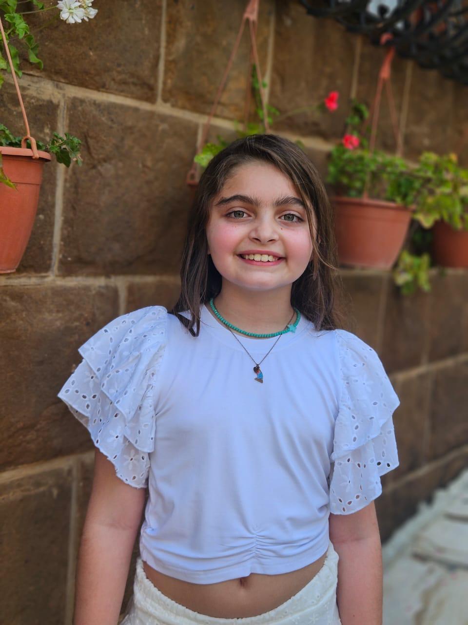 Top With Broderie Anglaise Sleeves - Girls