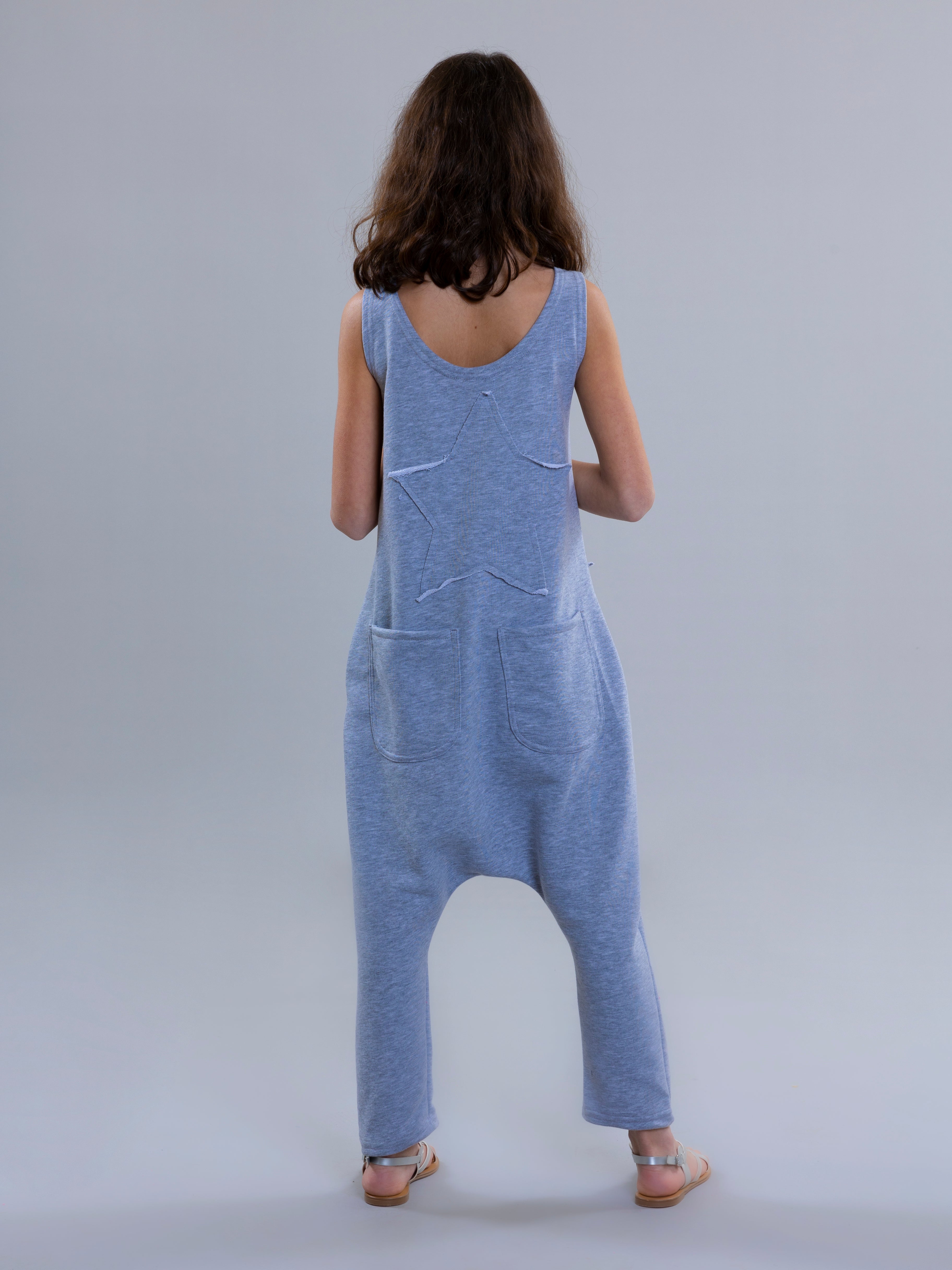 Star jumpsuit For Girls - Grey - Pear