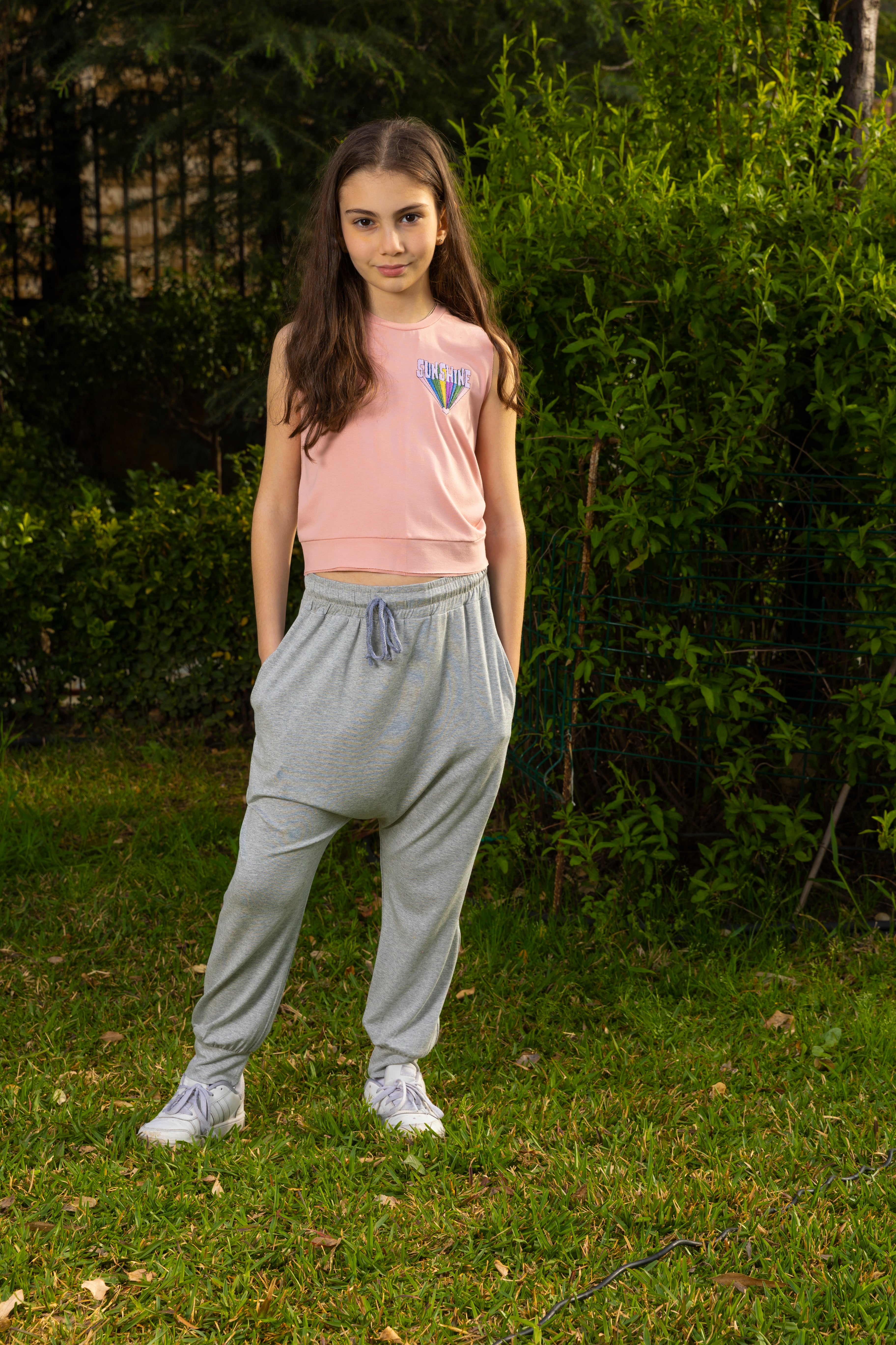 Harem Pants For Girls - Grey - Pear