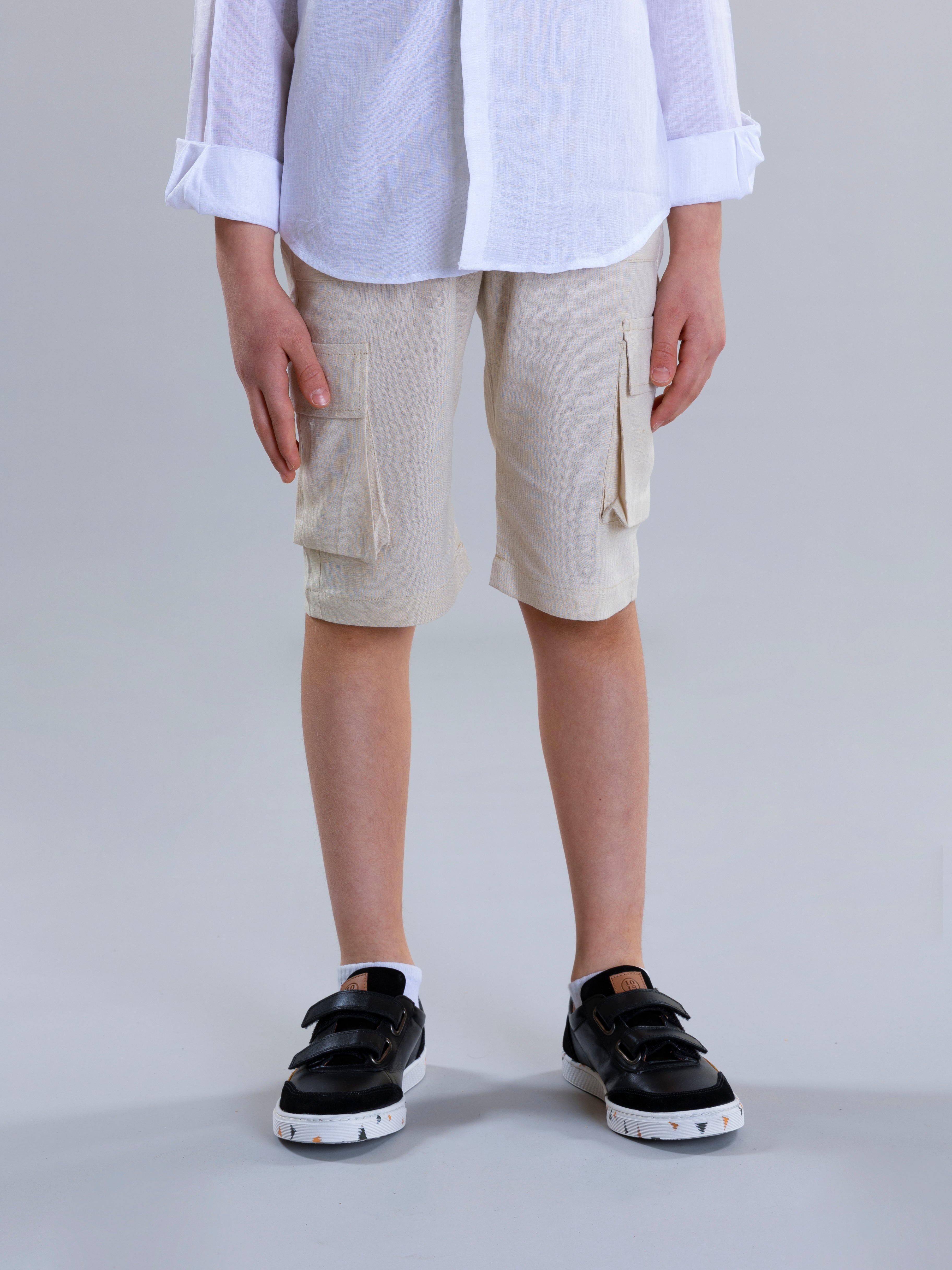 Linen Short For Boys - Beige - Pear
