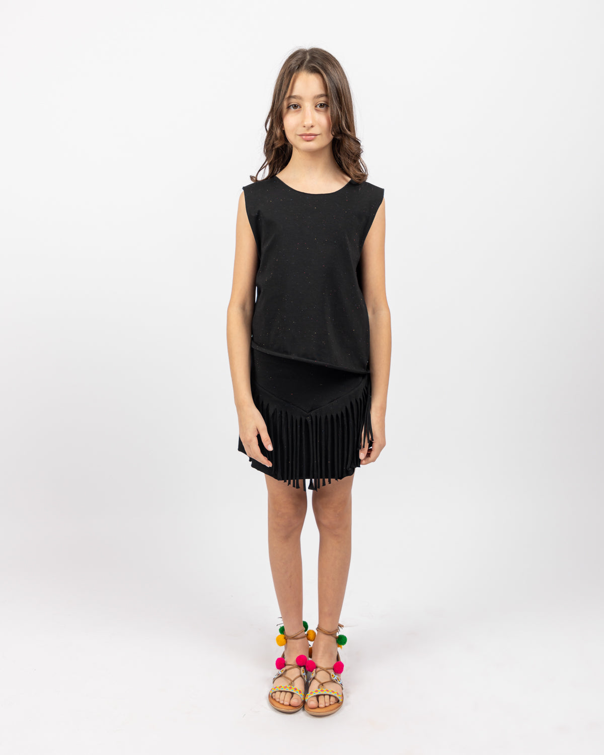 Skirt & Top Set For Girls -Black - Pear