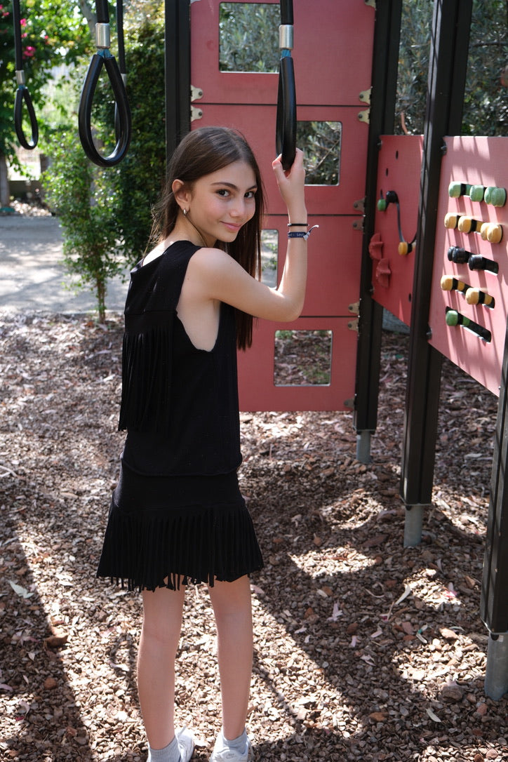 Skirt & Top Set  For Girls -Black