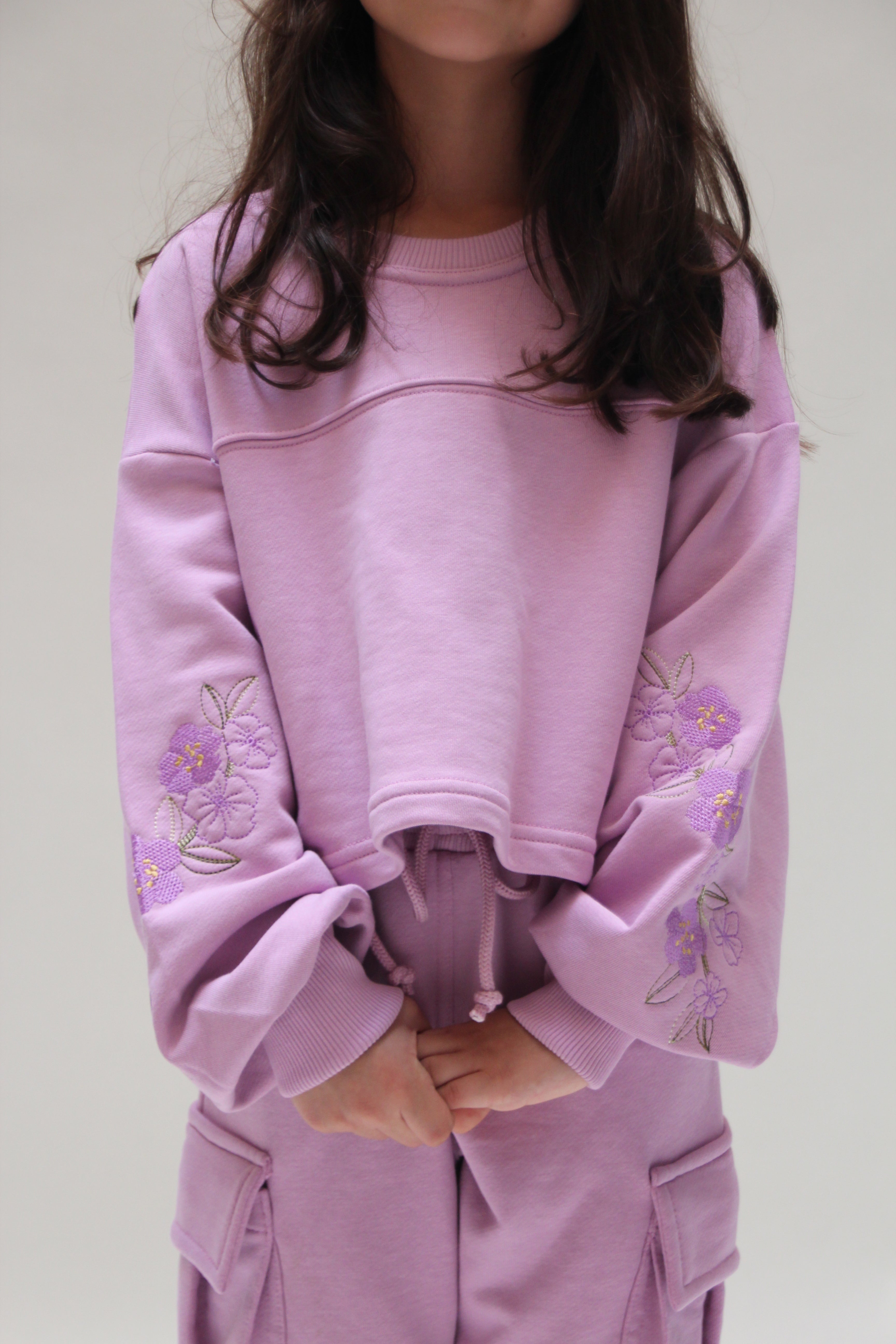 Cropped Sweatshirt For Girls - Pink