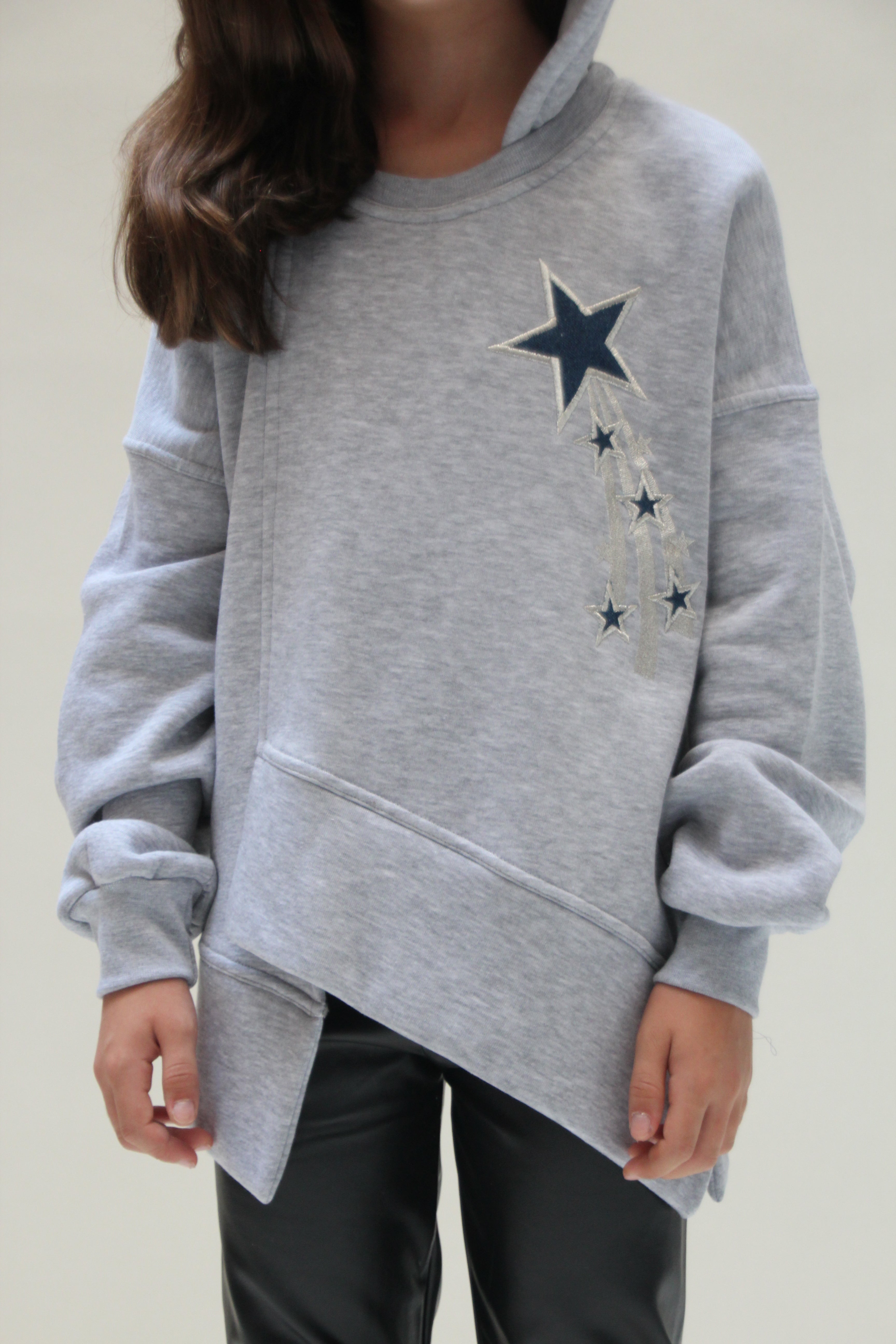 Asymmetrical Sweatshirt For Girls - Grey