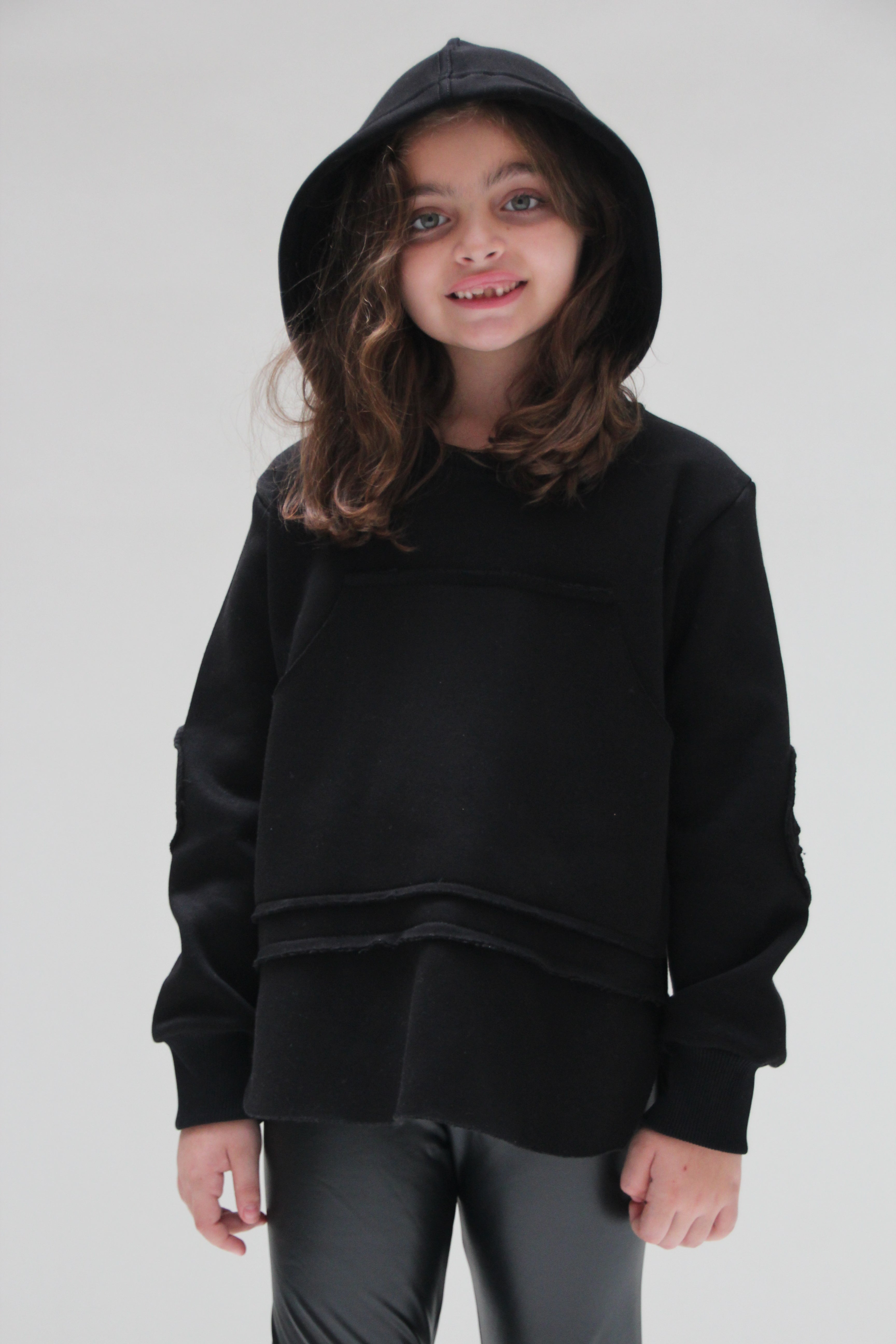 Oversized Peace Hoodie For Girls - Black