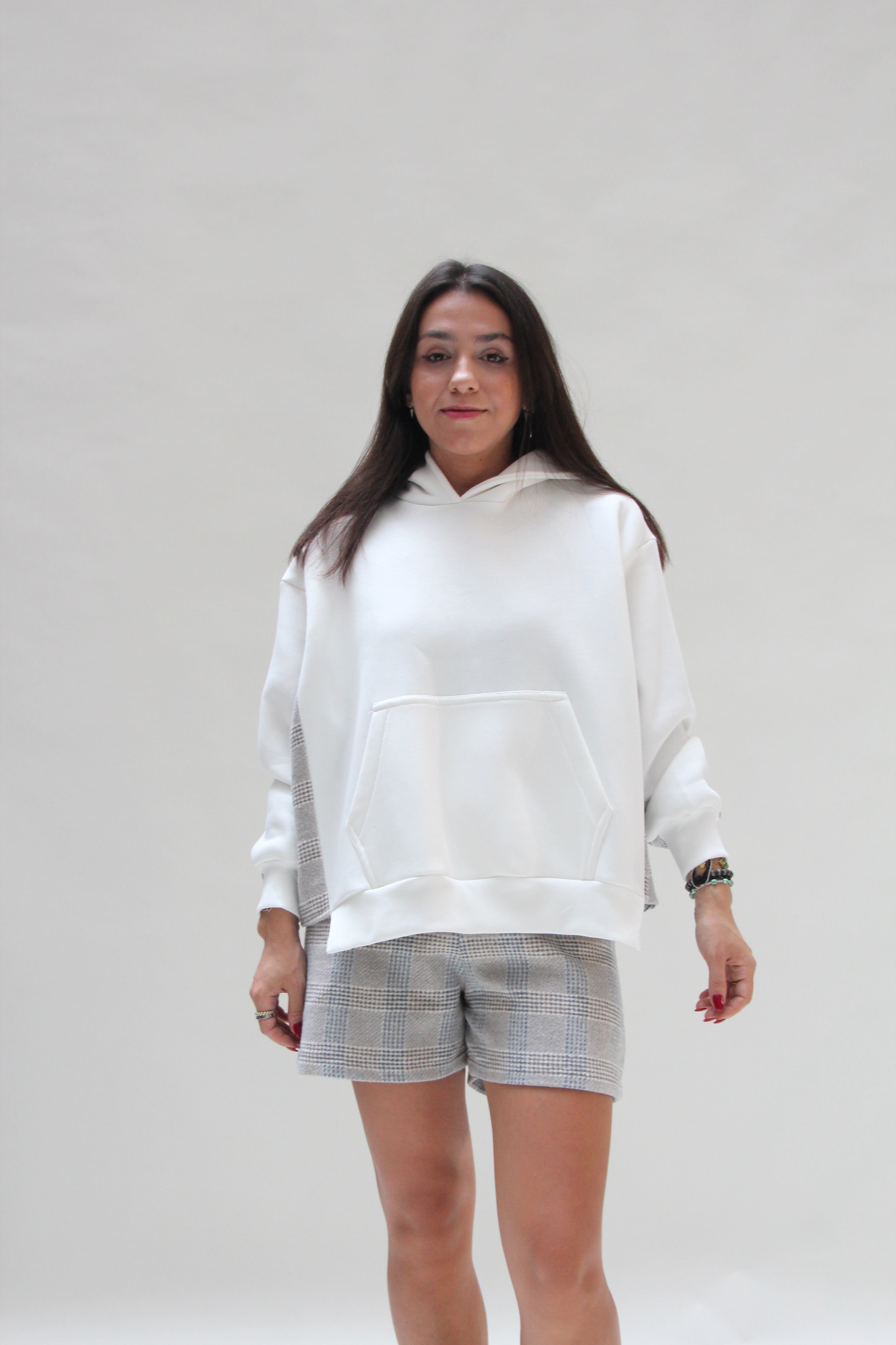 Oversized Ecossais Sweatshirt For Women - Off White