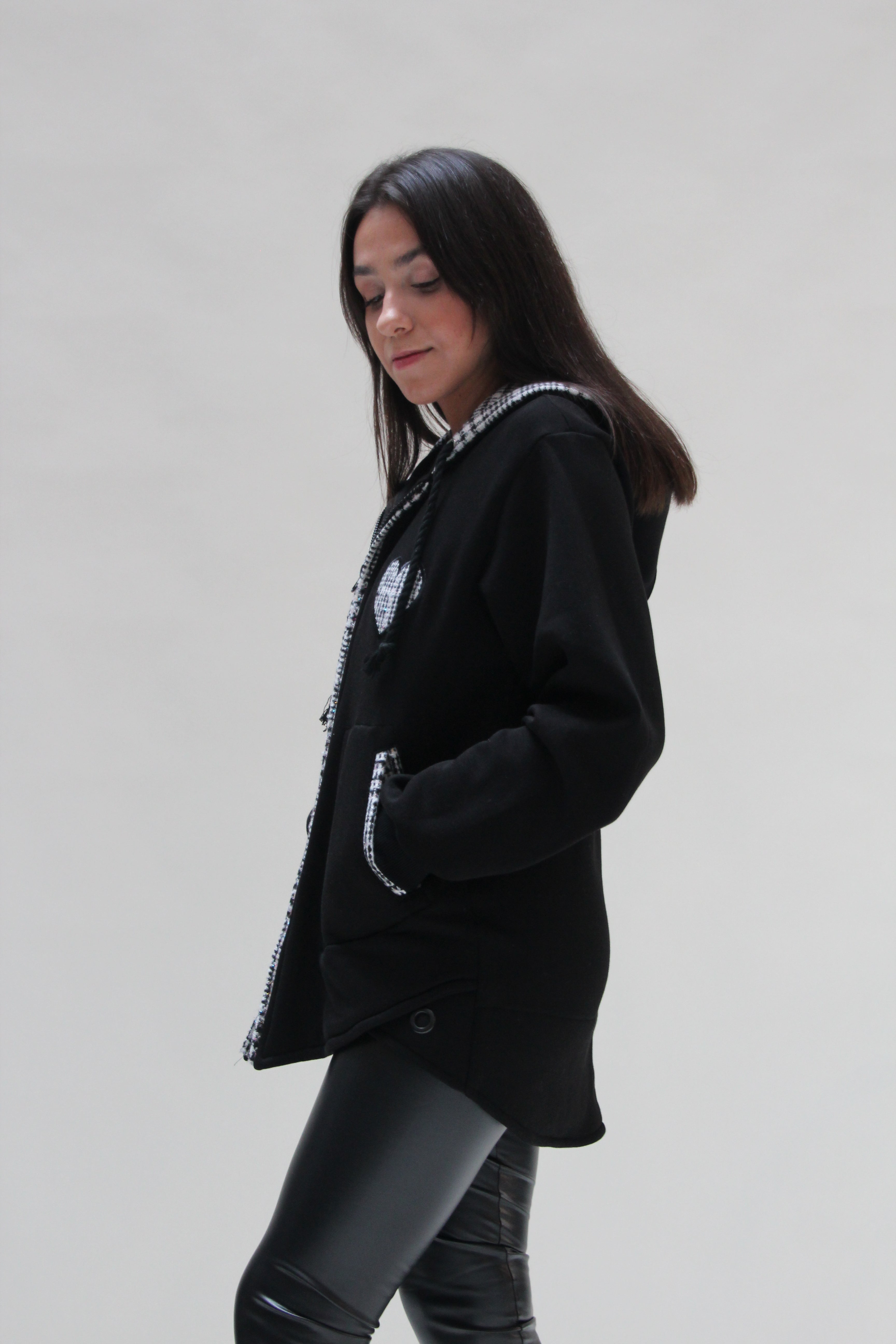 Oversized Ecossais Jacket For Women - Black