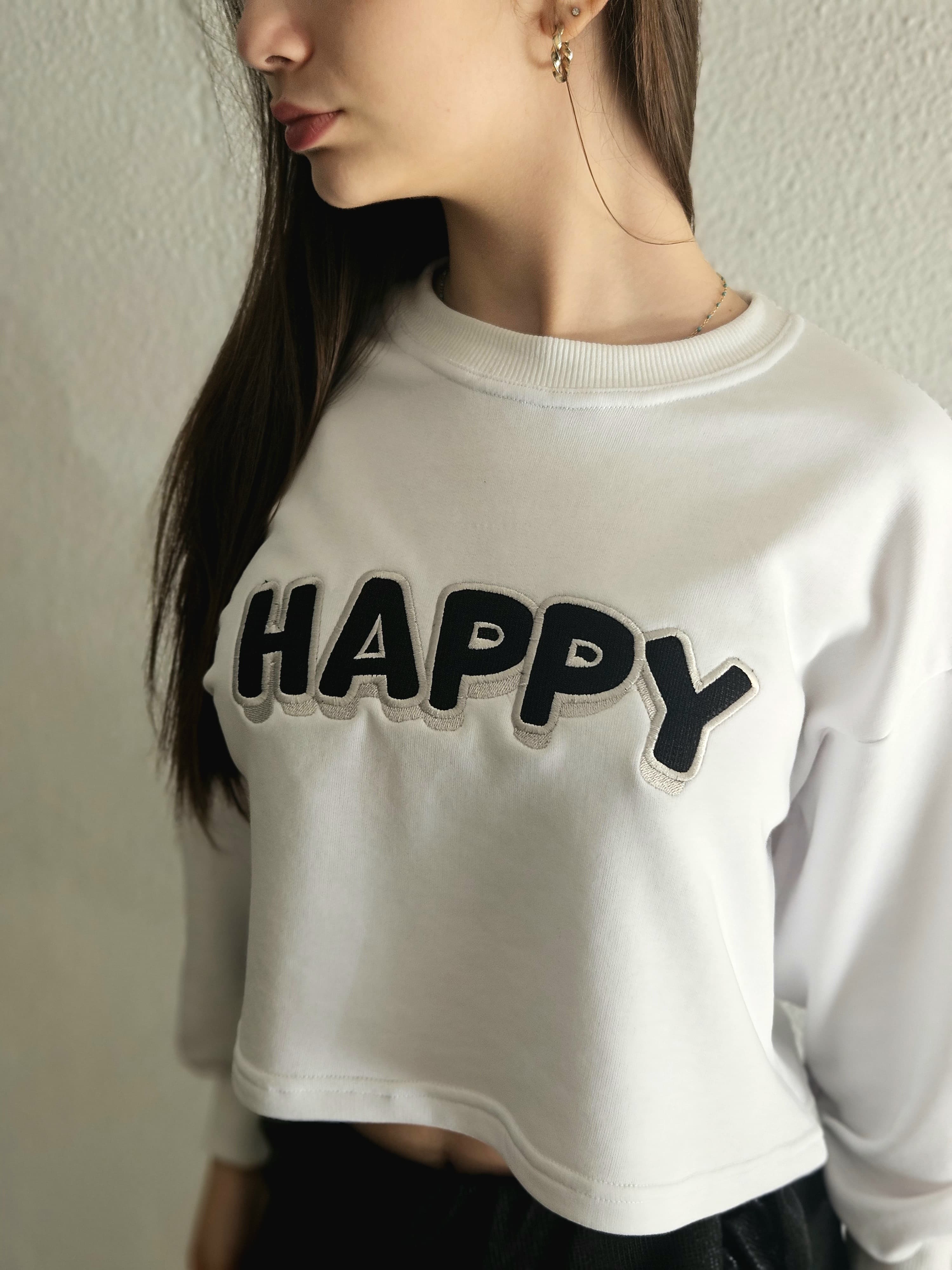 Happy Embroidered Sweatshirt