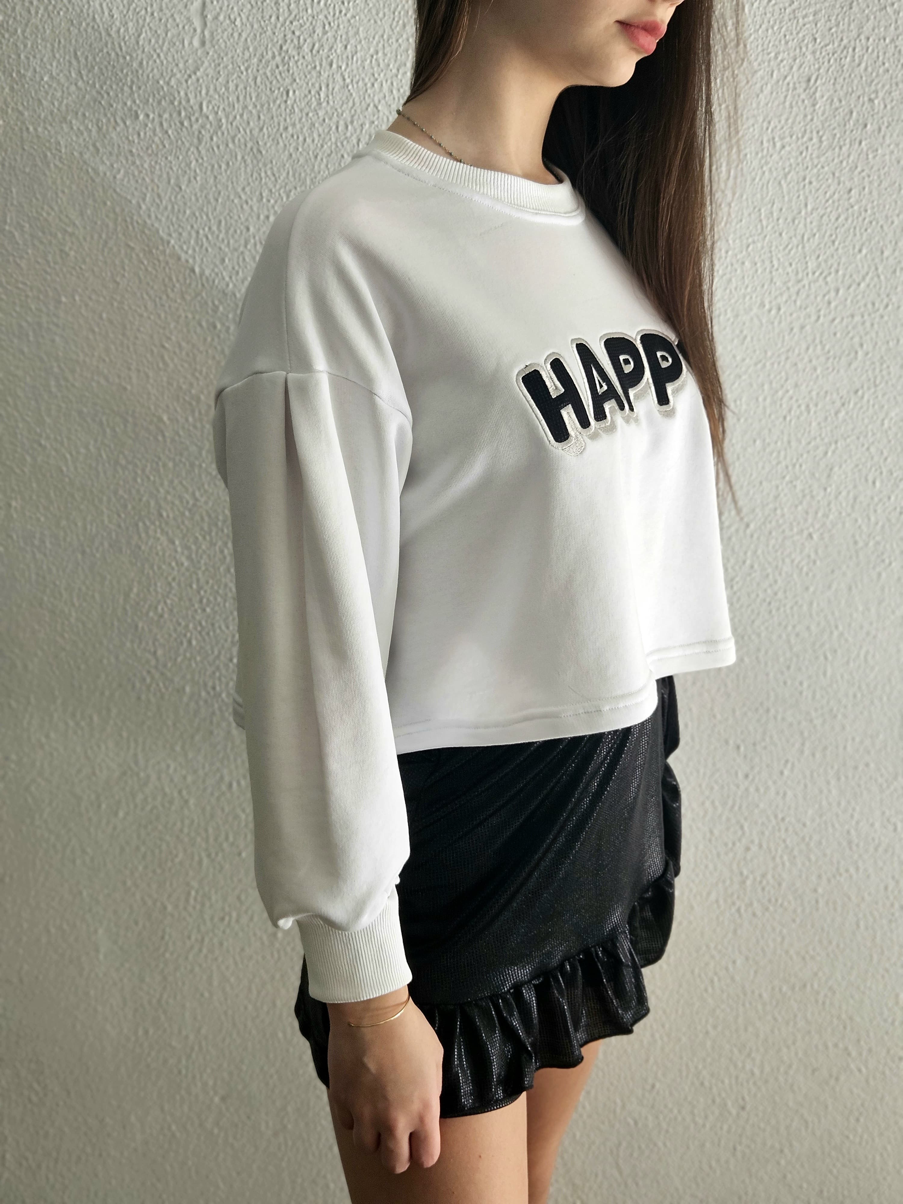 Happy Embroidered Sweatshirt