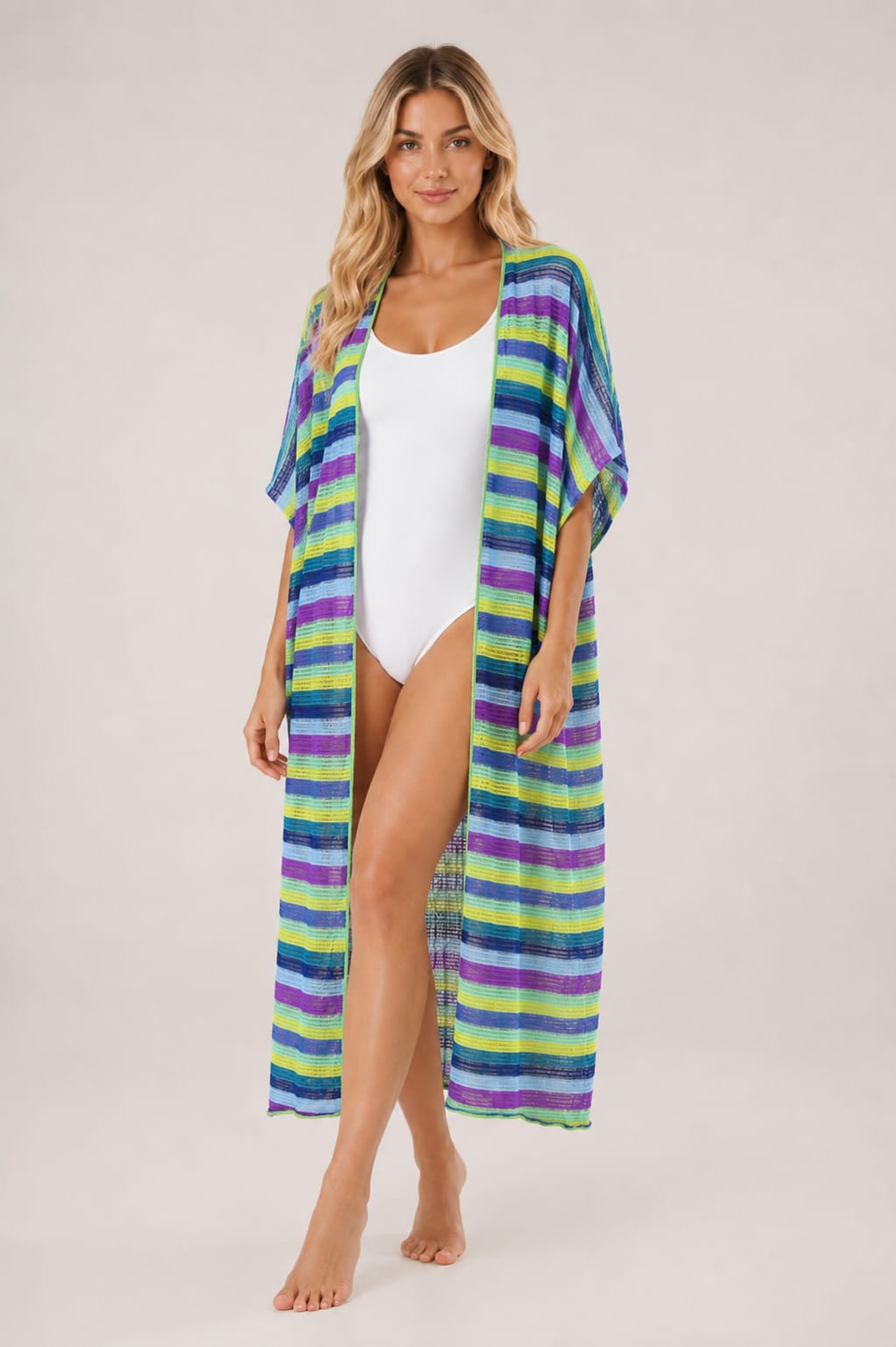 Stripe Crochet Beach Cover-up