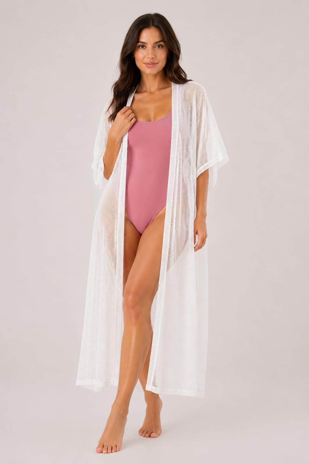 White Mesh Beach Cover-up