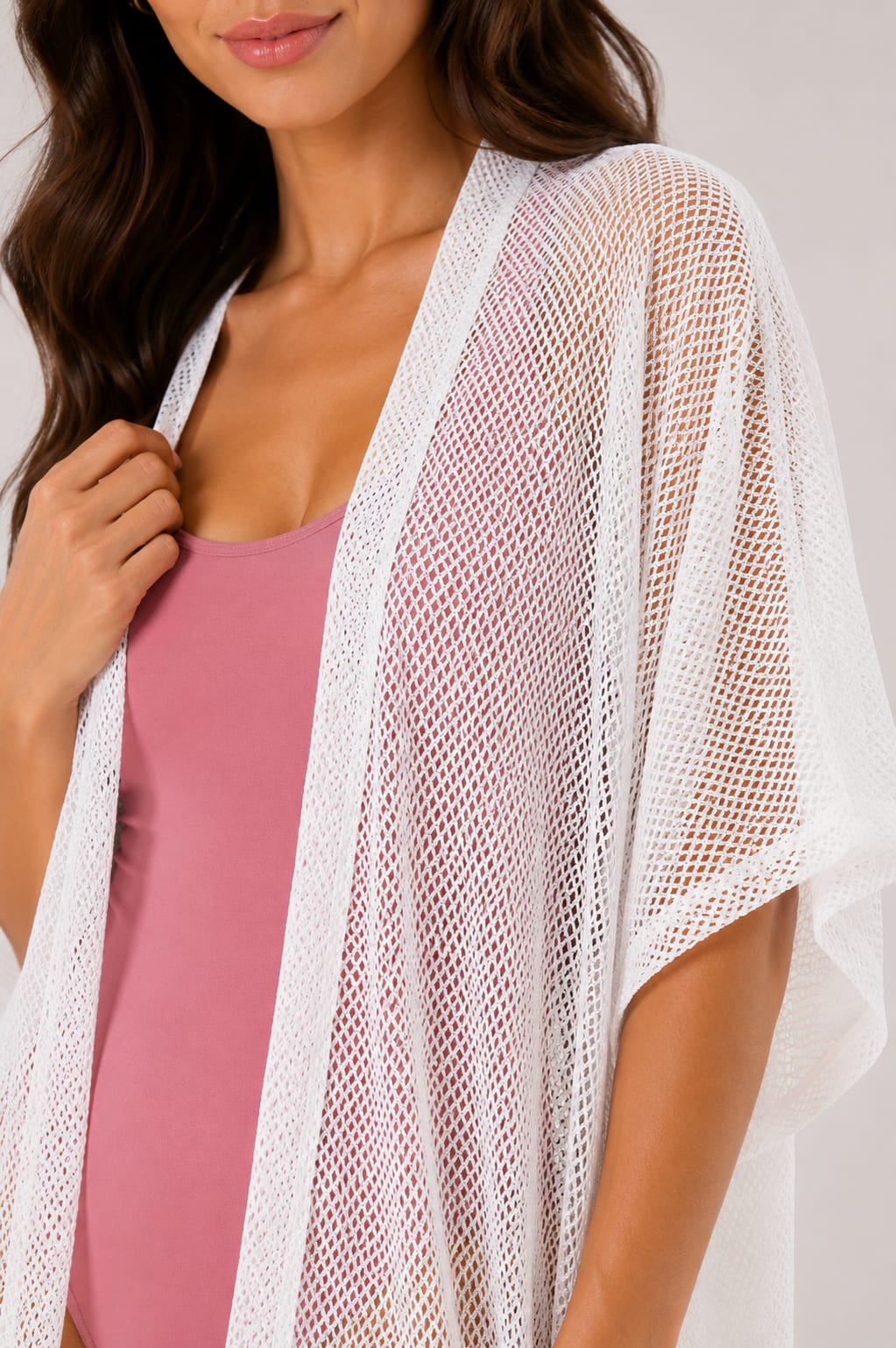 White Mesh Beach Cover-up