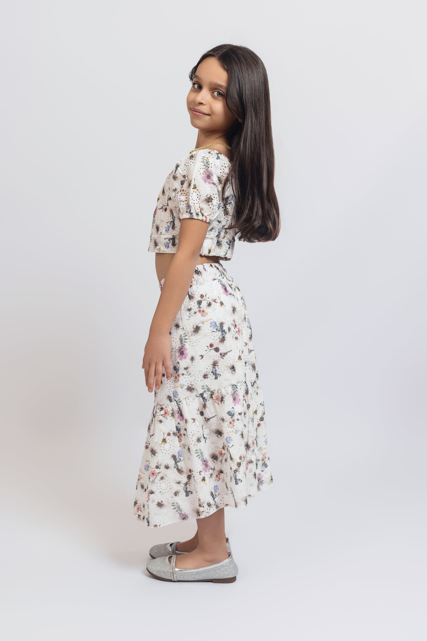 Floral Broderie Anglaise Set For Girls - Floral