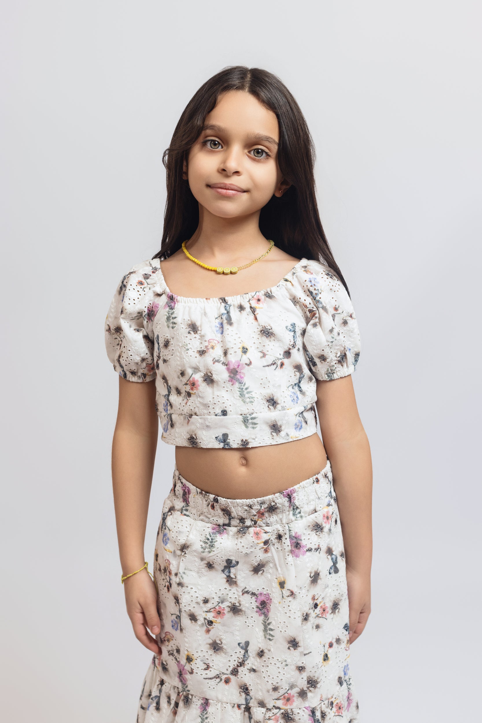 Floral Broderie Anglaise Set For Girls - Floral