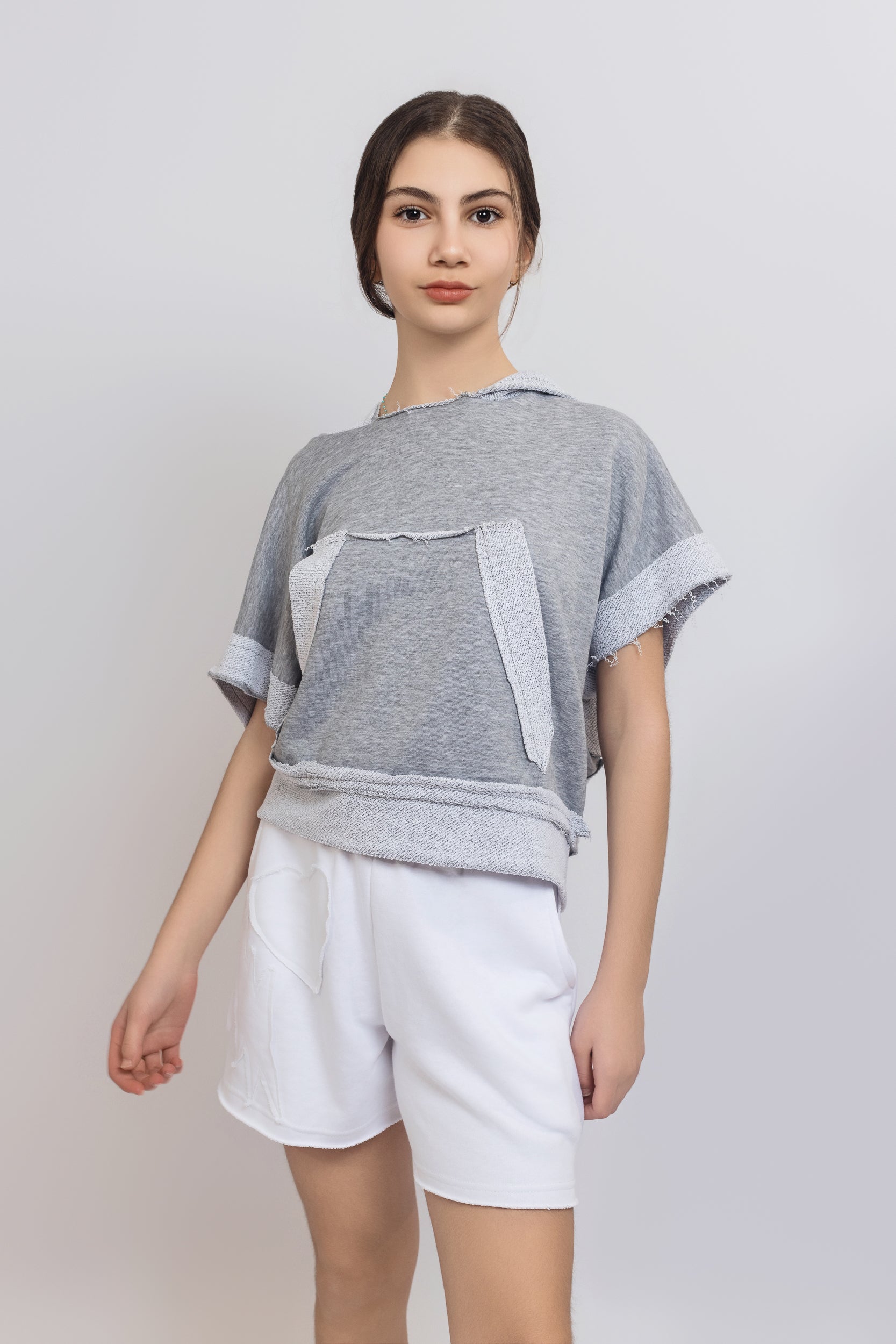 Star hooded sweatshirt For Girls - Grey