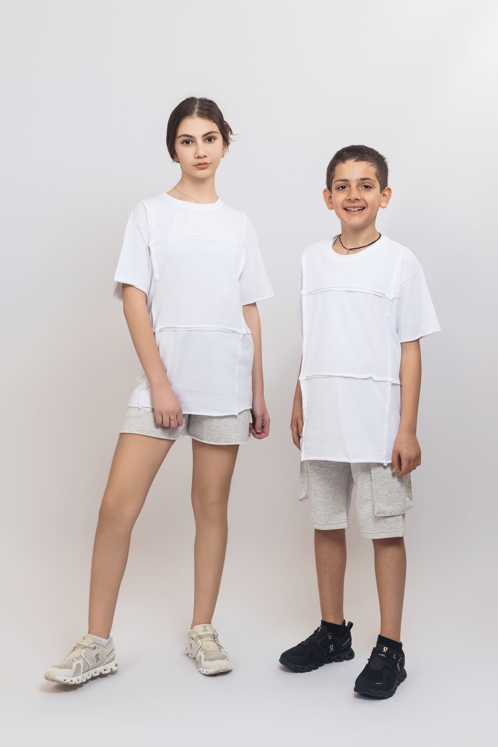 Oversized Nonfinished T-Shirt For Girls - White