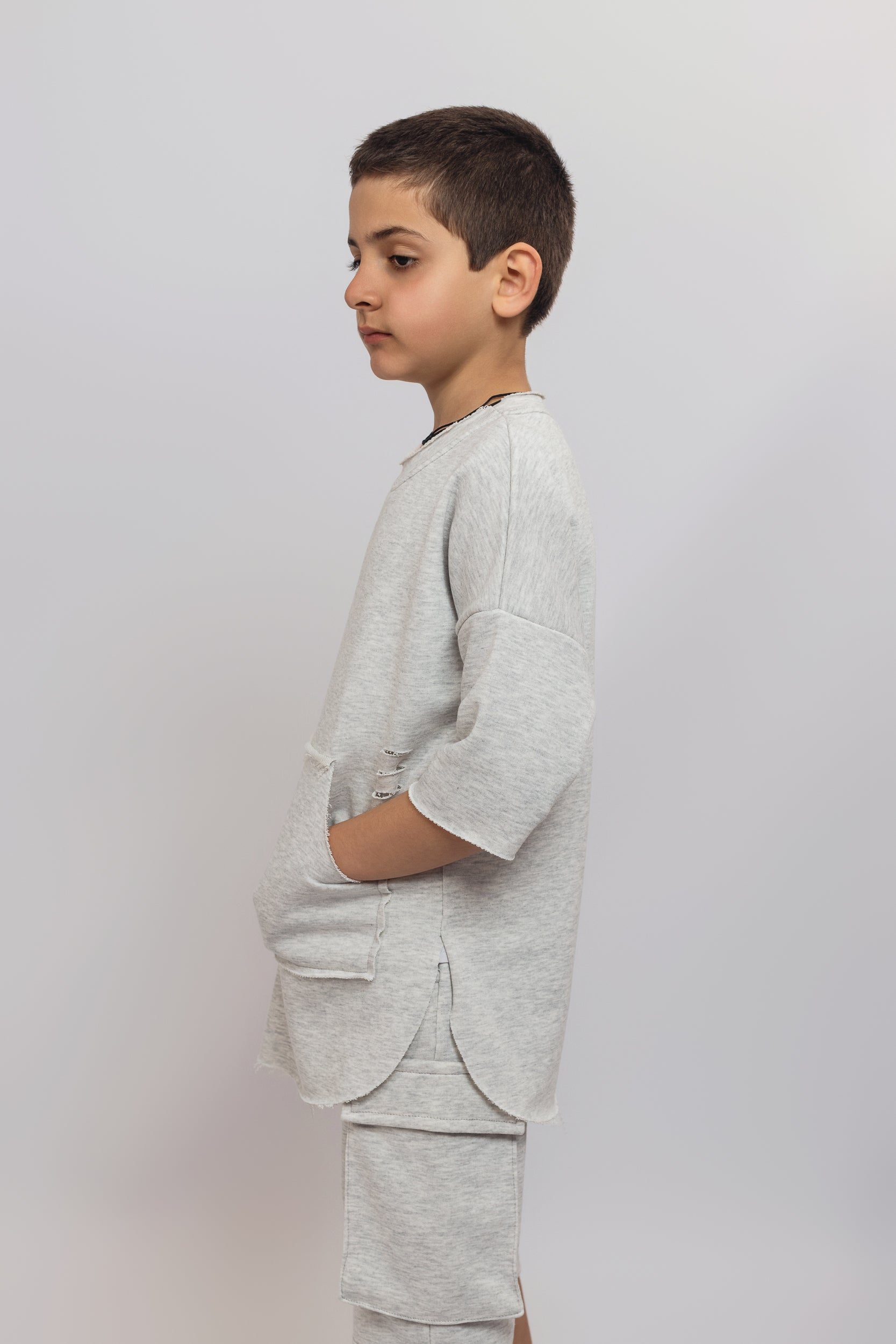 Oversized Sweatshirt With Pockets For Boys - Grey