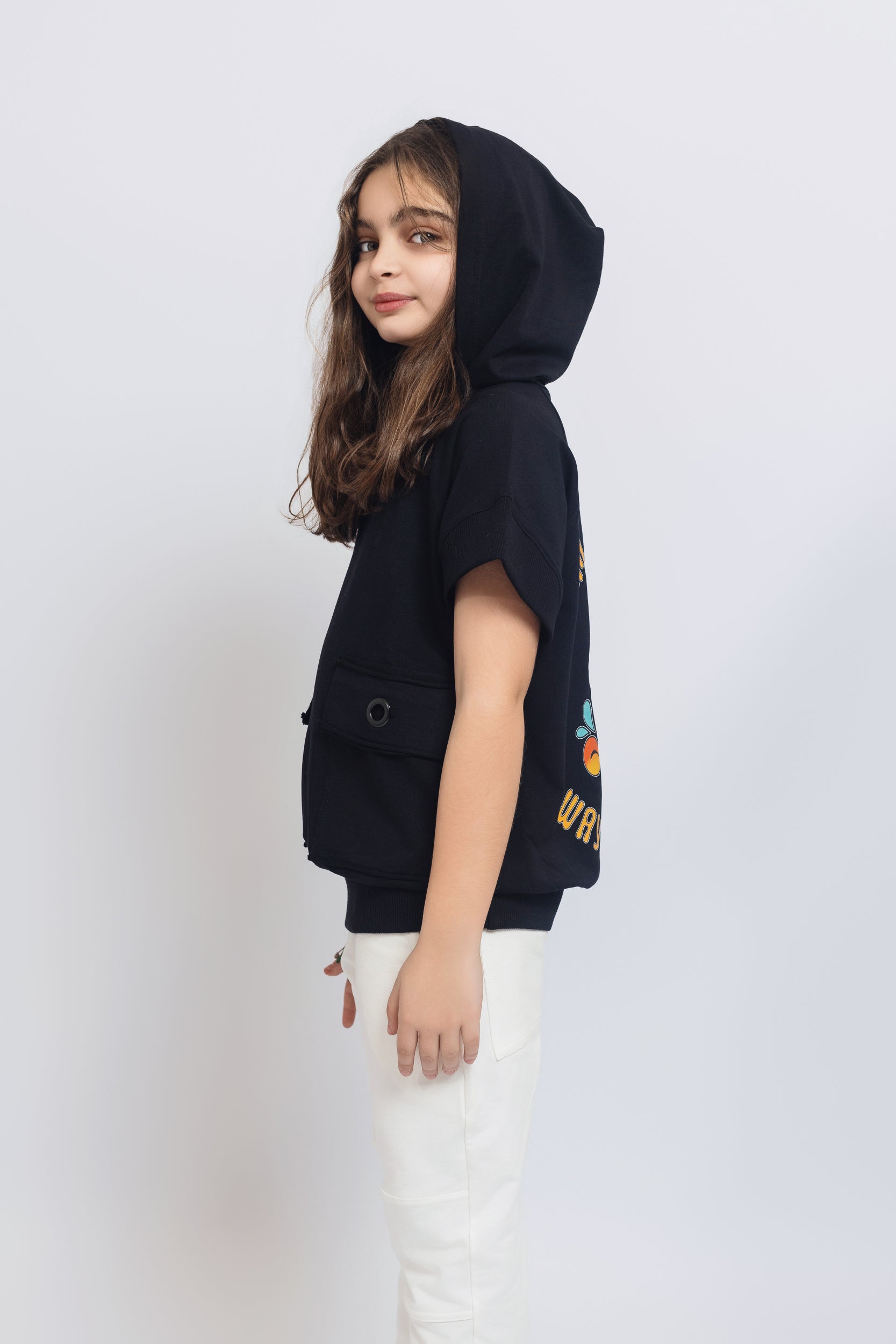Peace hooded sweatshirt For Girls - Black