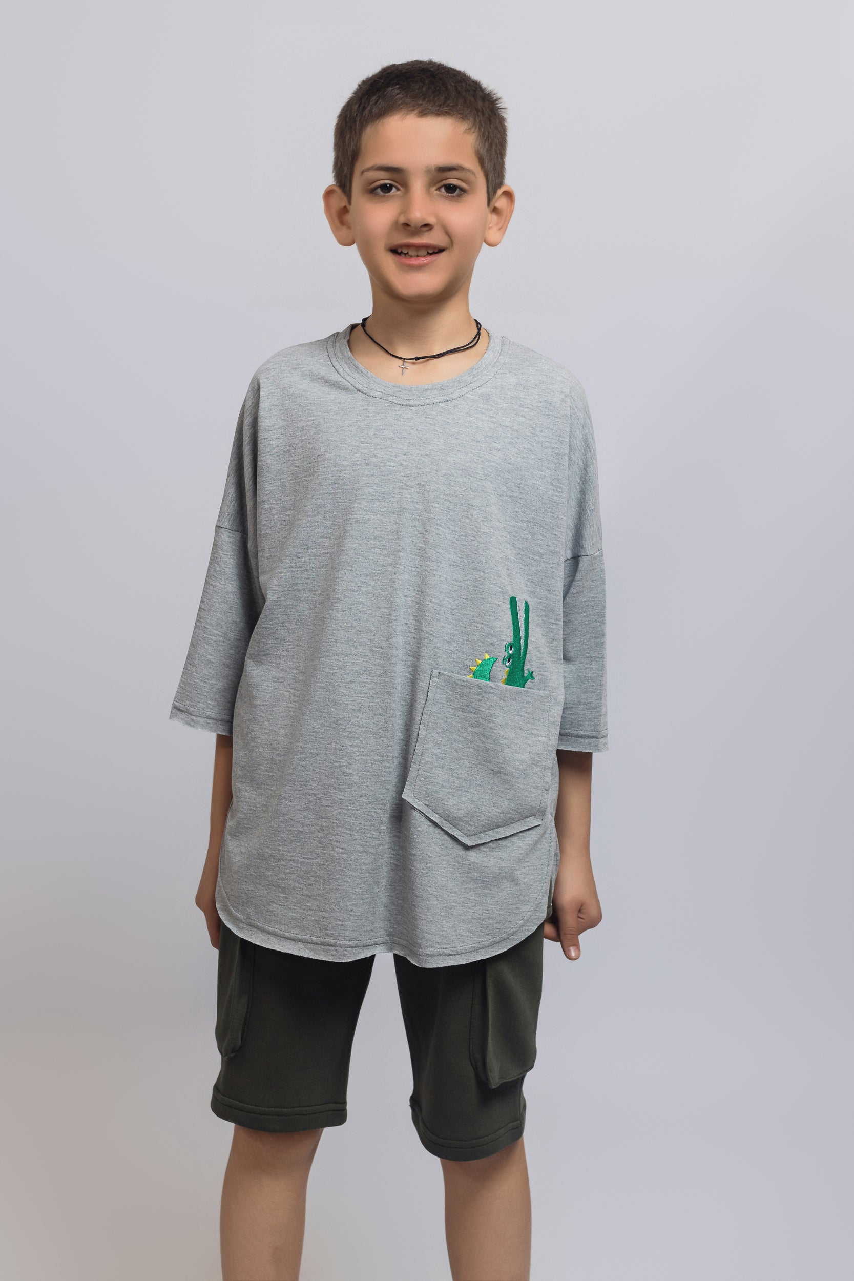 Crocodile T-shirt For Boys - Grey