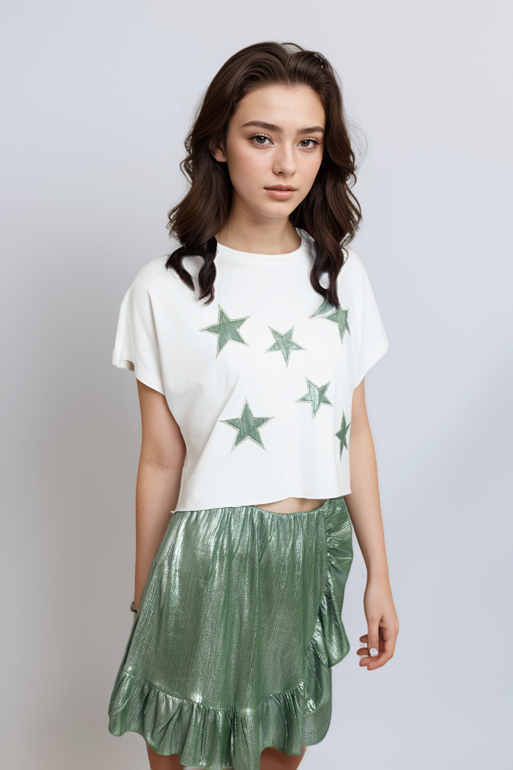 Shiny Star Top For Women - Off White