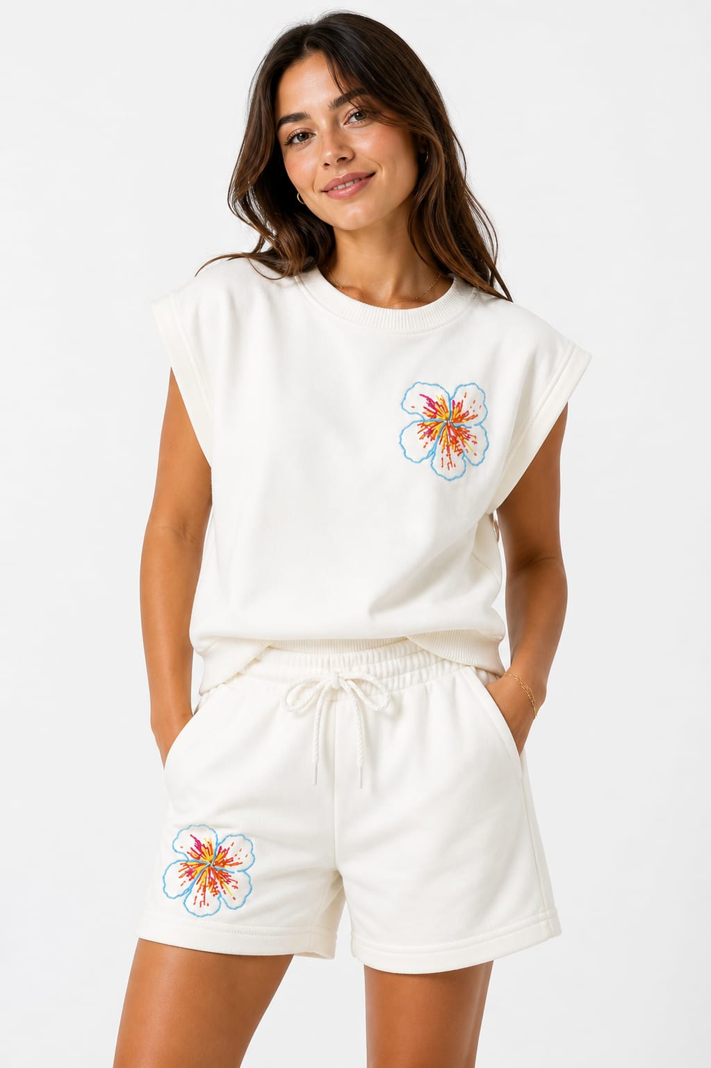 Flower Embroidered Tracksuit