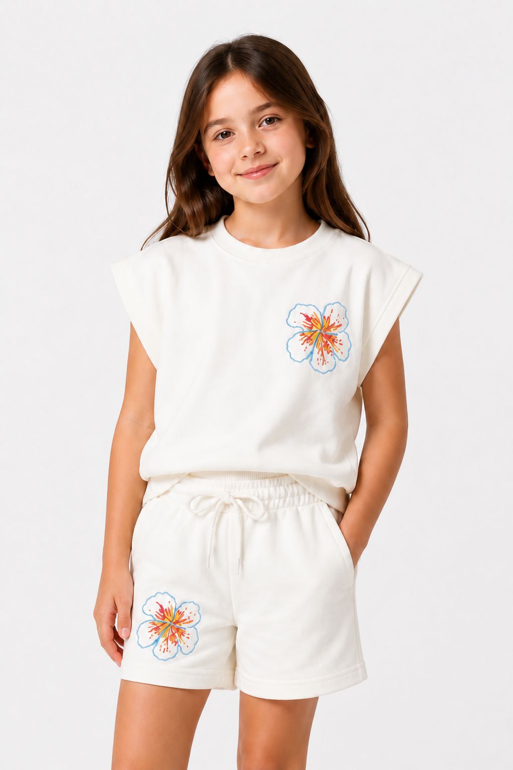 Flower Embroidered Tracksuit
