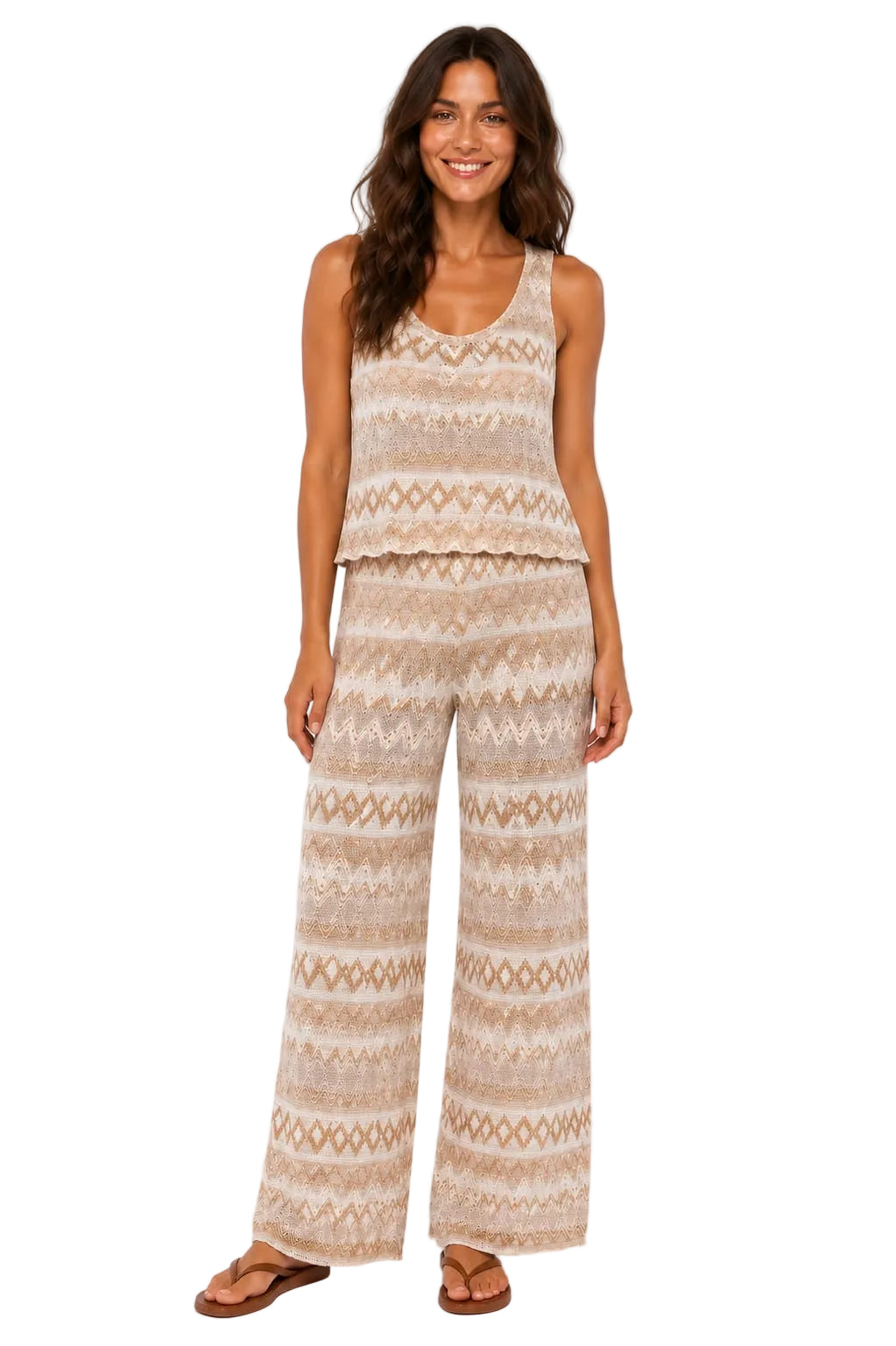 Top with Wide-Leg Pant Set