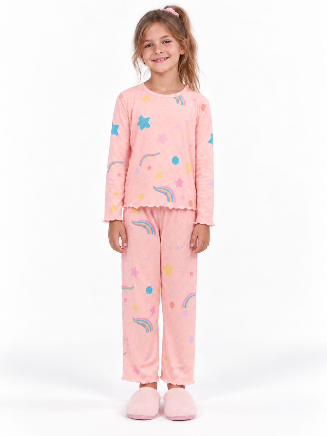 Rainbow Pyjama SET 100% Cotton (Srunchie Gift)