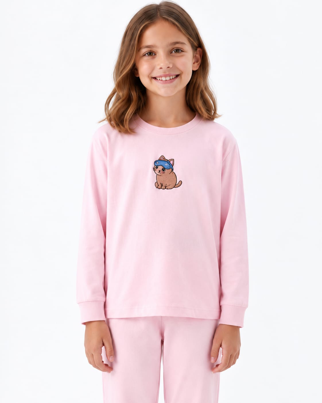 Cat Embroidered Pyjama SET 100% Cotton