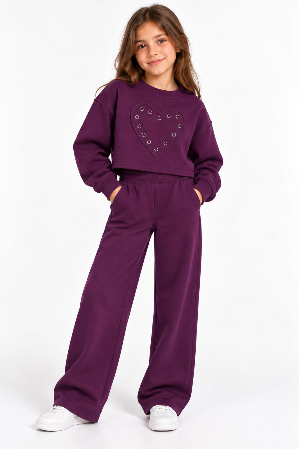 Studded Heart Sweatshirt in Fleece