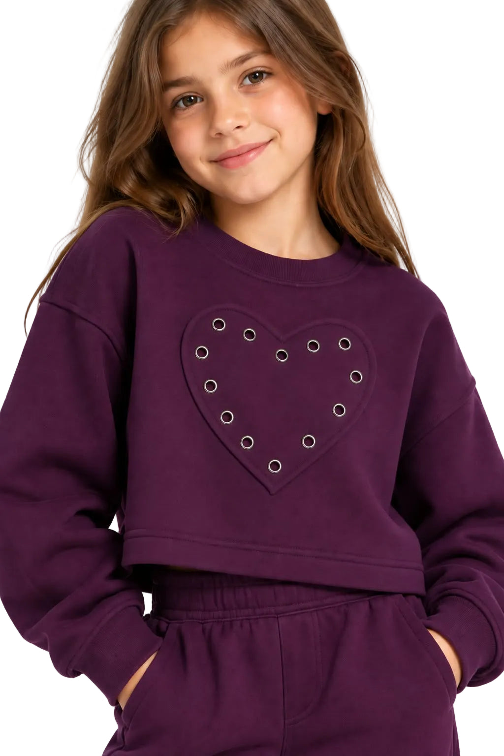 Studded Heart Sweatshirt in Fleece