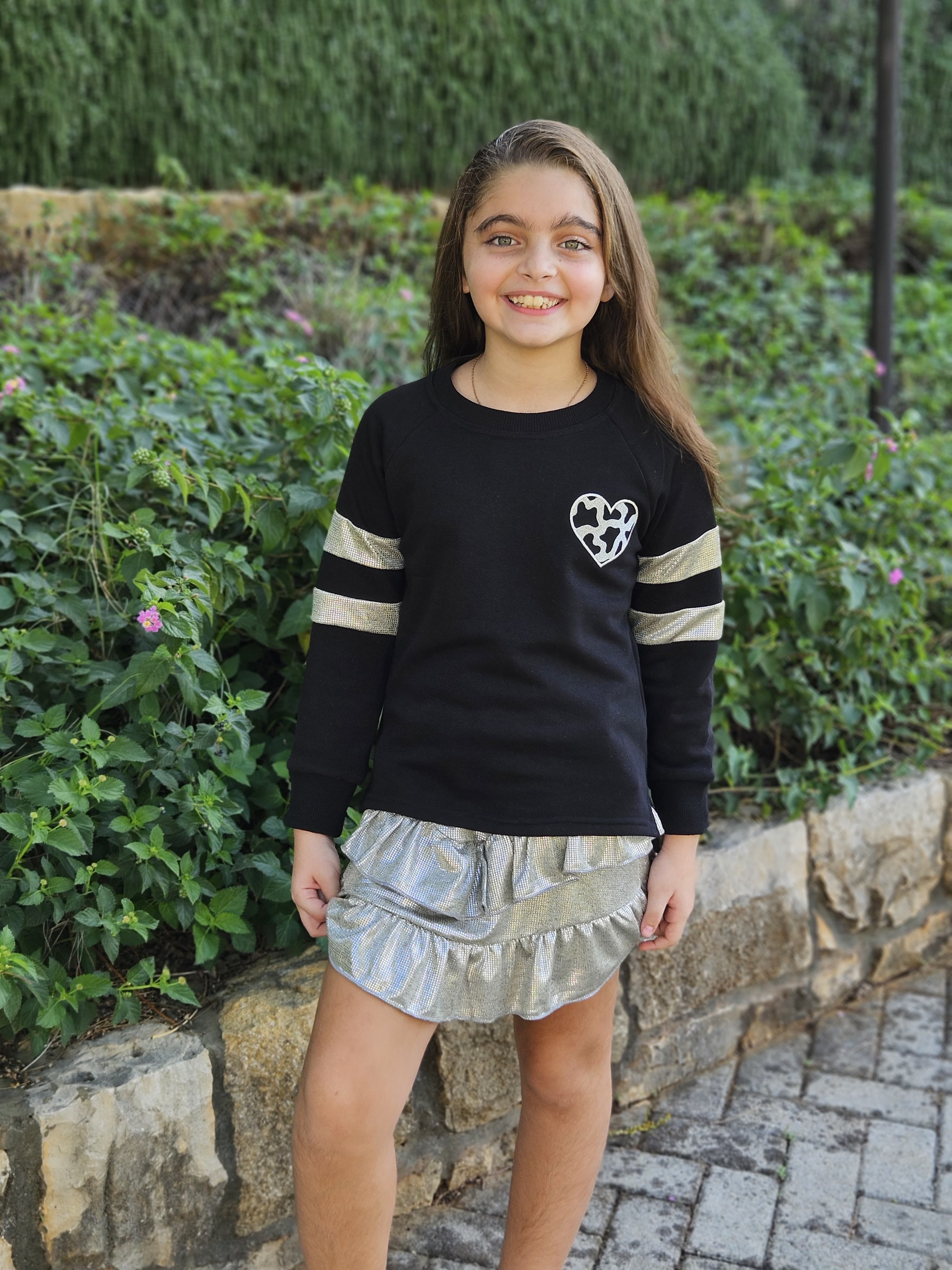 Heart Embroidered Sweatshirt - Pear